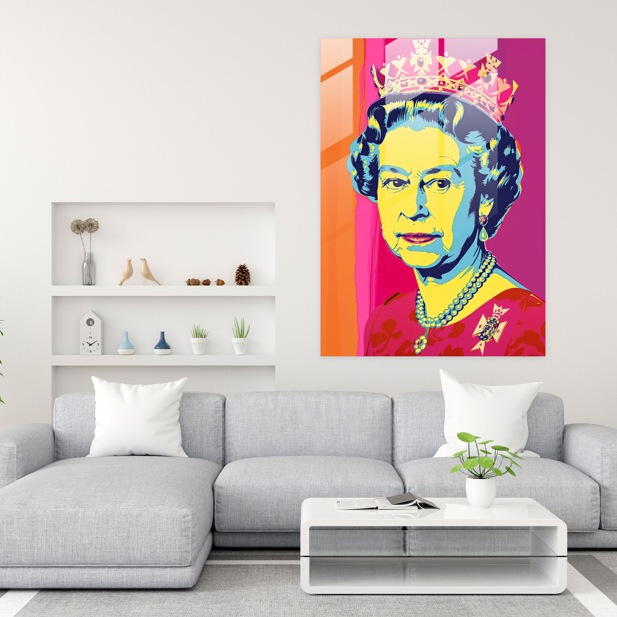 Queen Elizabeth II Cam Tablo Andy Warhol Duvar Sanatı