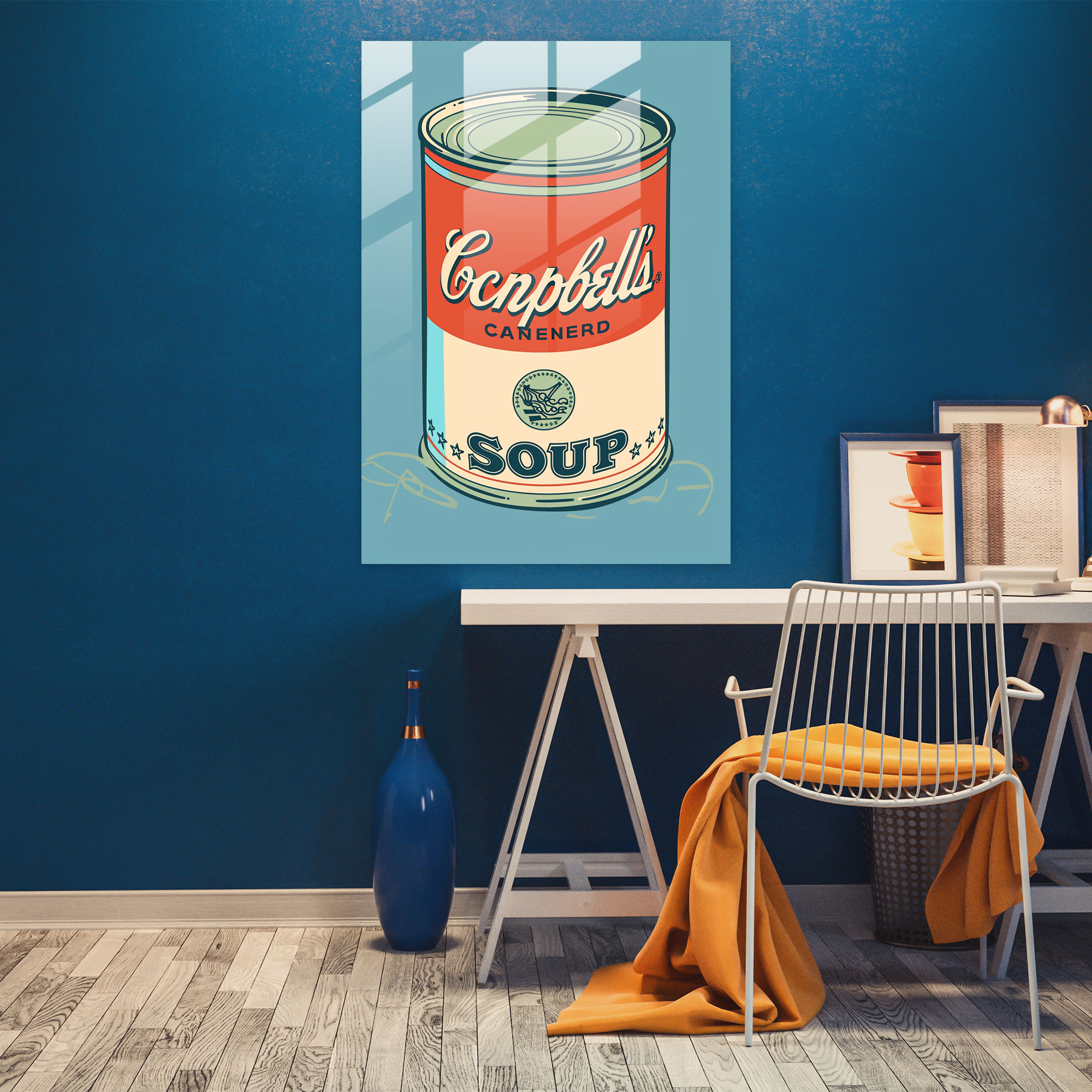Andy Warhol Cam Sanatı Campbell's Soup Can Duvar Dekorasyonu - Modern Sanat Duvar Dekorasyonu