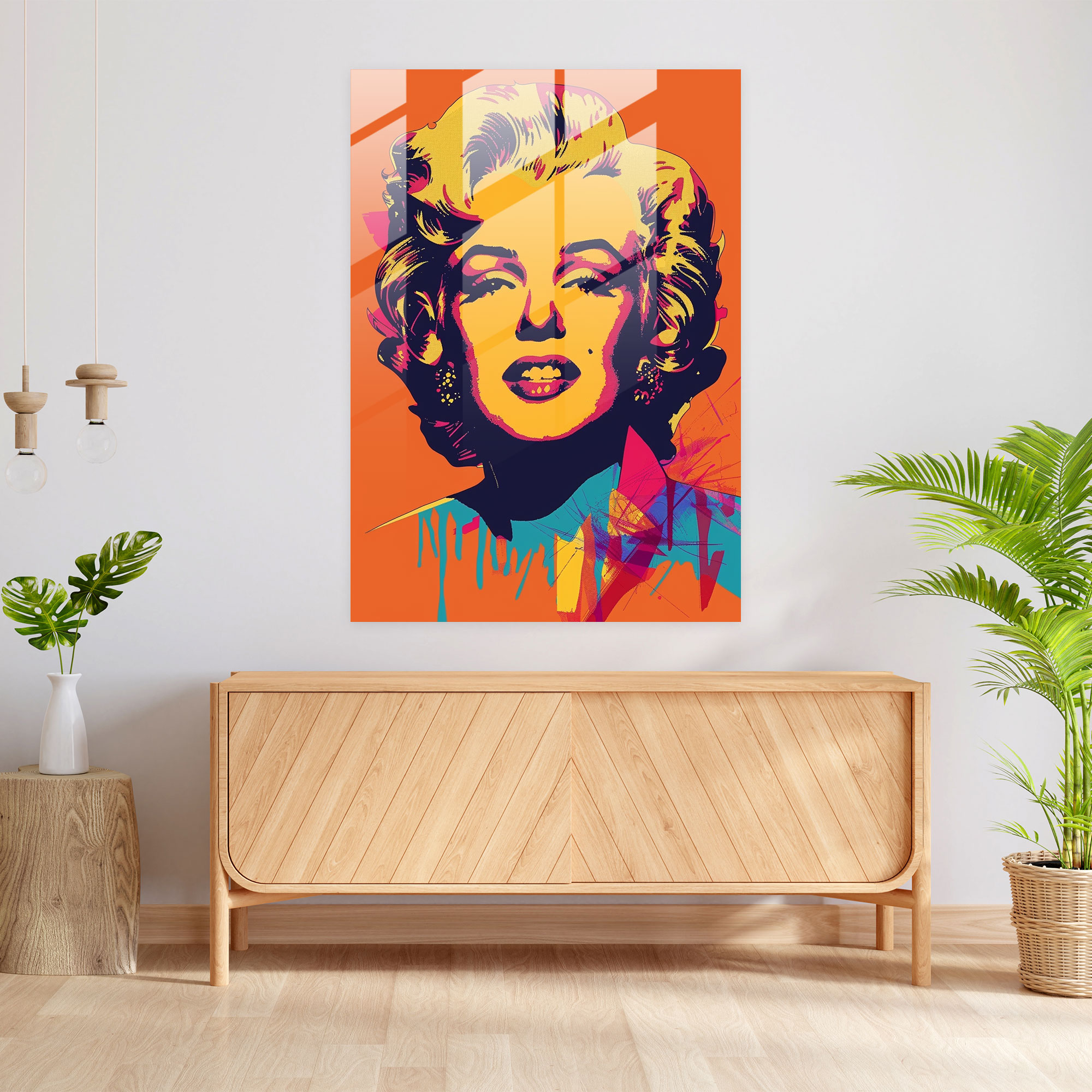 Marilyn Monroe Cam Tablo Duvar Sanatı - Andy Warhol Cam Duvar Sanatı Duvar Dekorasyonu