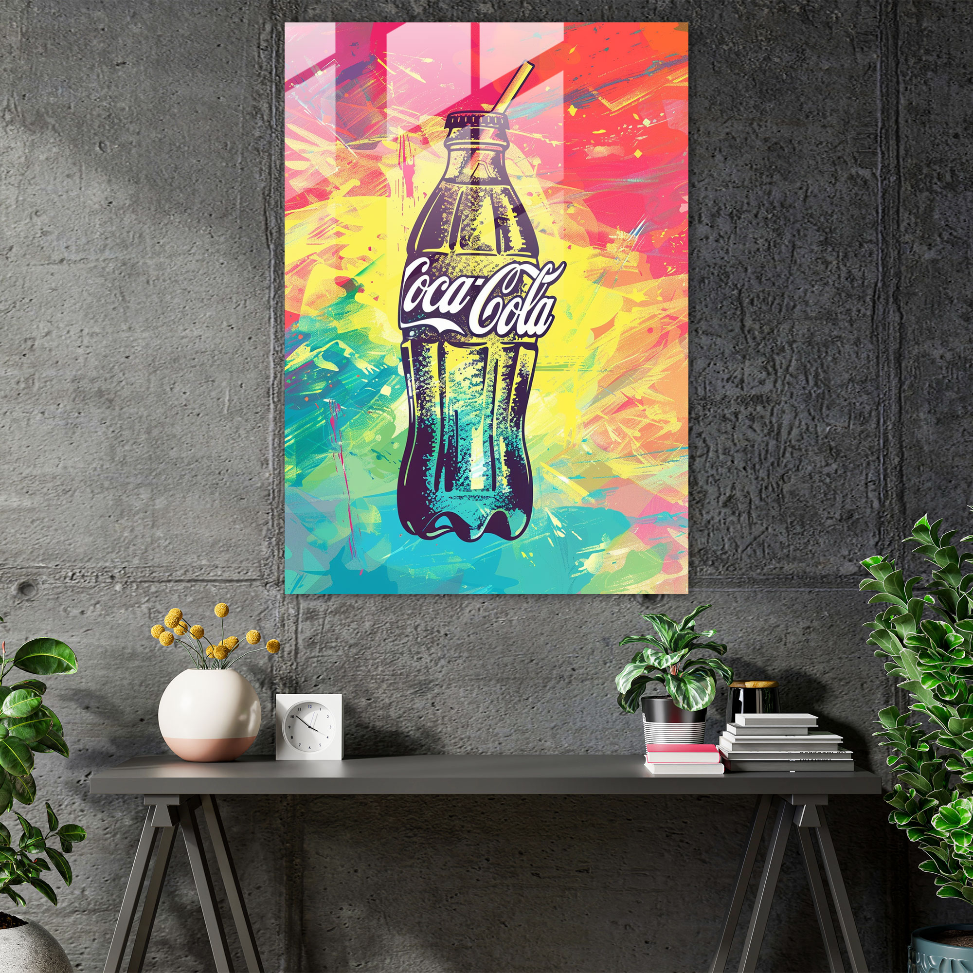 Coca Cola Cam Tablo Duvar Sanatı - Andy Warhol Cam Sanatı Cam Tablo