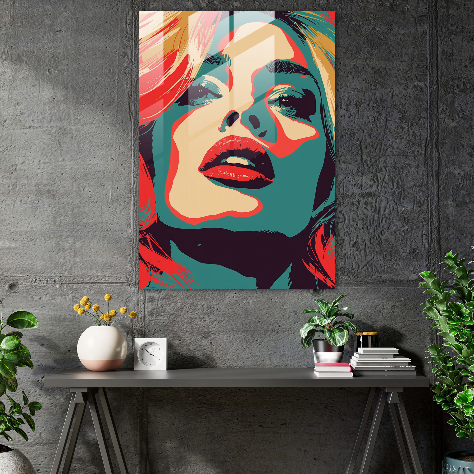 Andy Warhol Cam Tablo Retro Tasarım - Duvar Sanatı Ev Dekorasyonu