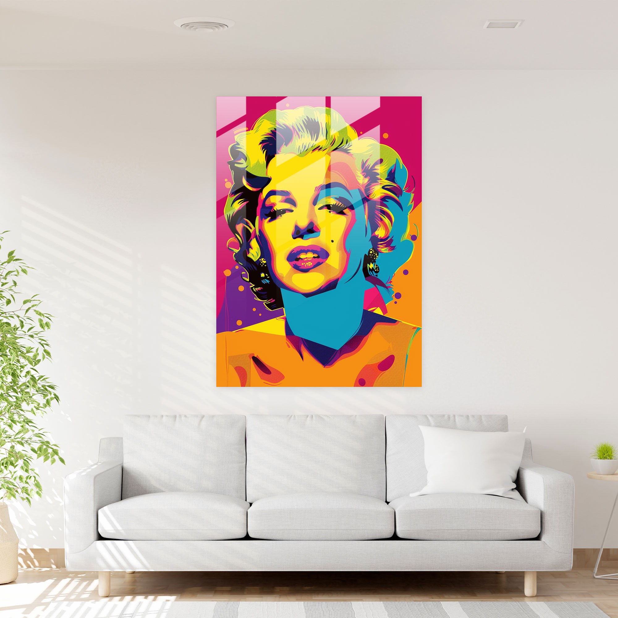 Andy Warhol Cam Tablo - Marilyn Monroe Pop Sanat - Canlı Renkler Duvar Dekorasyonu
