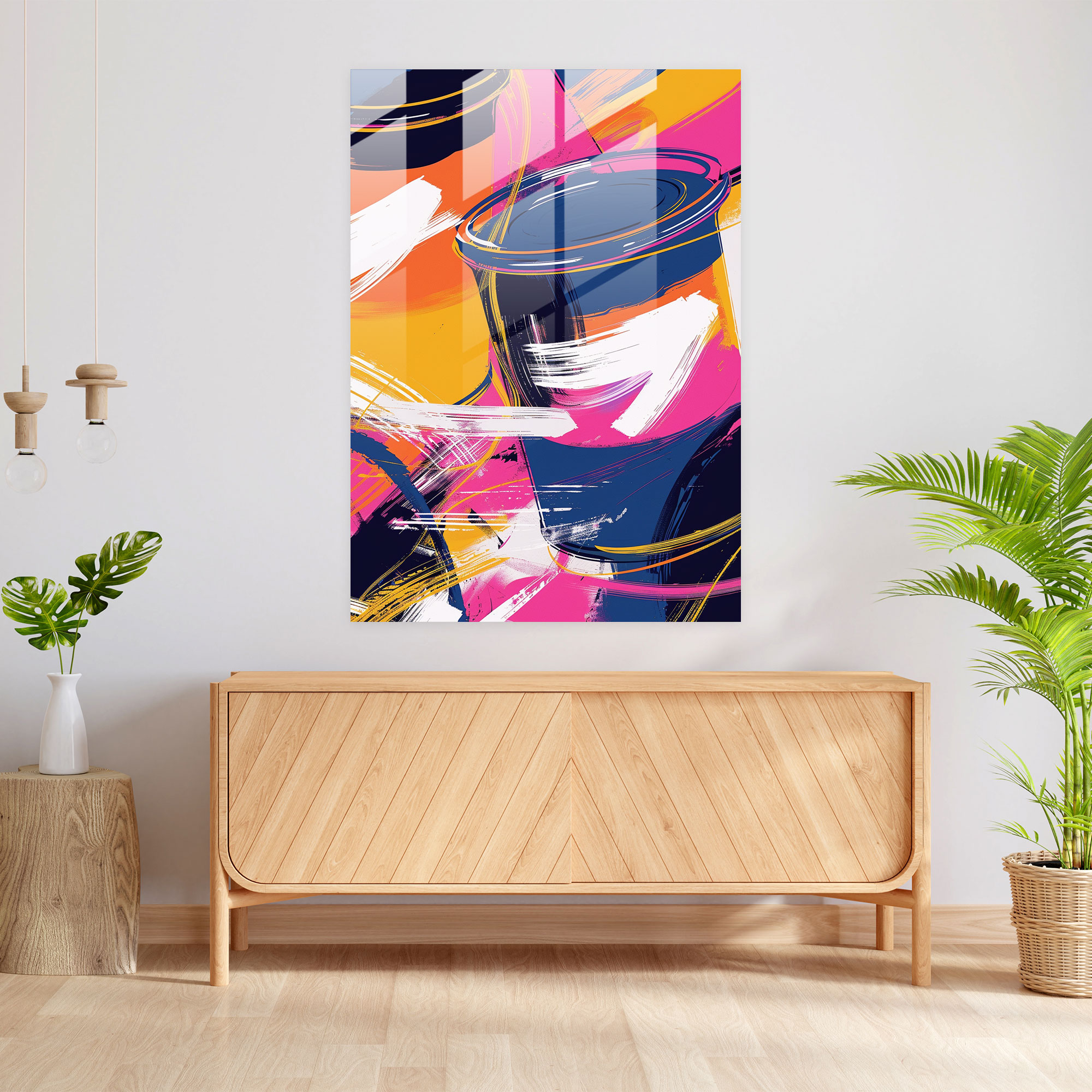 Andy Warhol Glass Wall Art - Abstract Soup Can Design - Andy Warhol, Abstract Design, Glass Wall Art, Soup Can Artwork