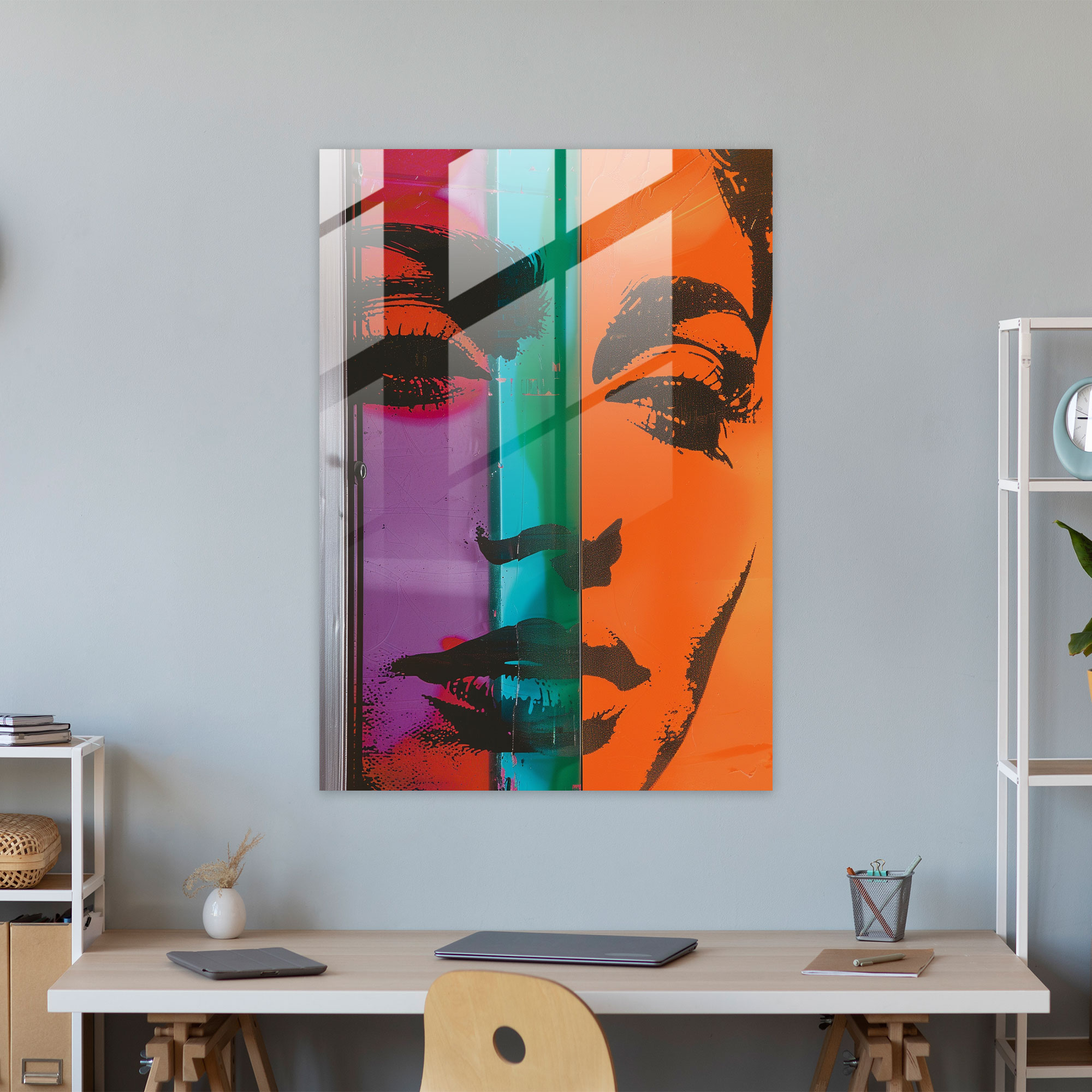 Andy Warhol Duvar Dekorasyonu - Canlı Renk Paleti Cam Sanatı