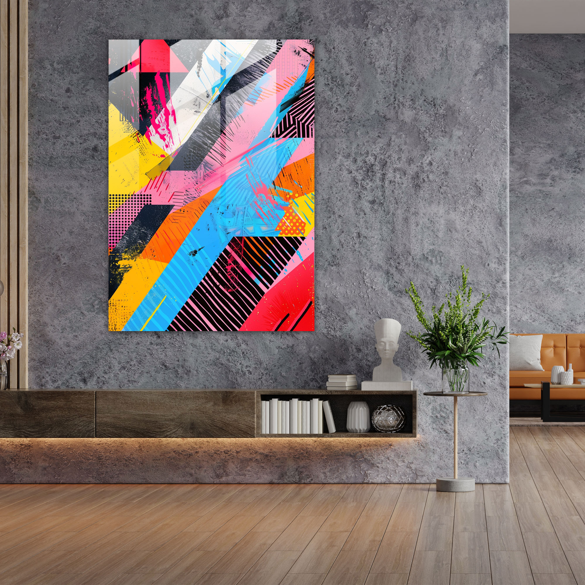 Andy Warhol Cam Tablo - Soyut Geometrik Desenler - Modern Sanat