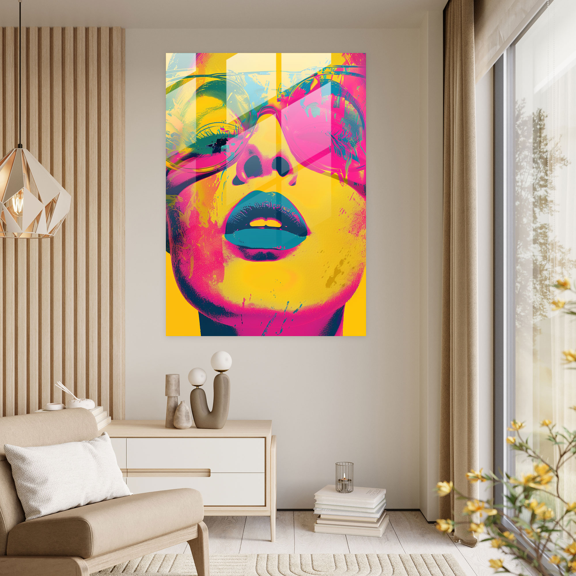 Andy Warhol Cam Tablo Sanatı - Canlı Renkler - Modern Sanat