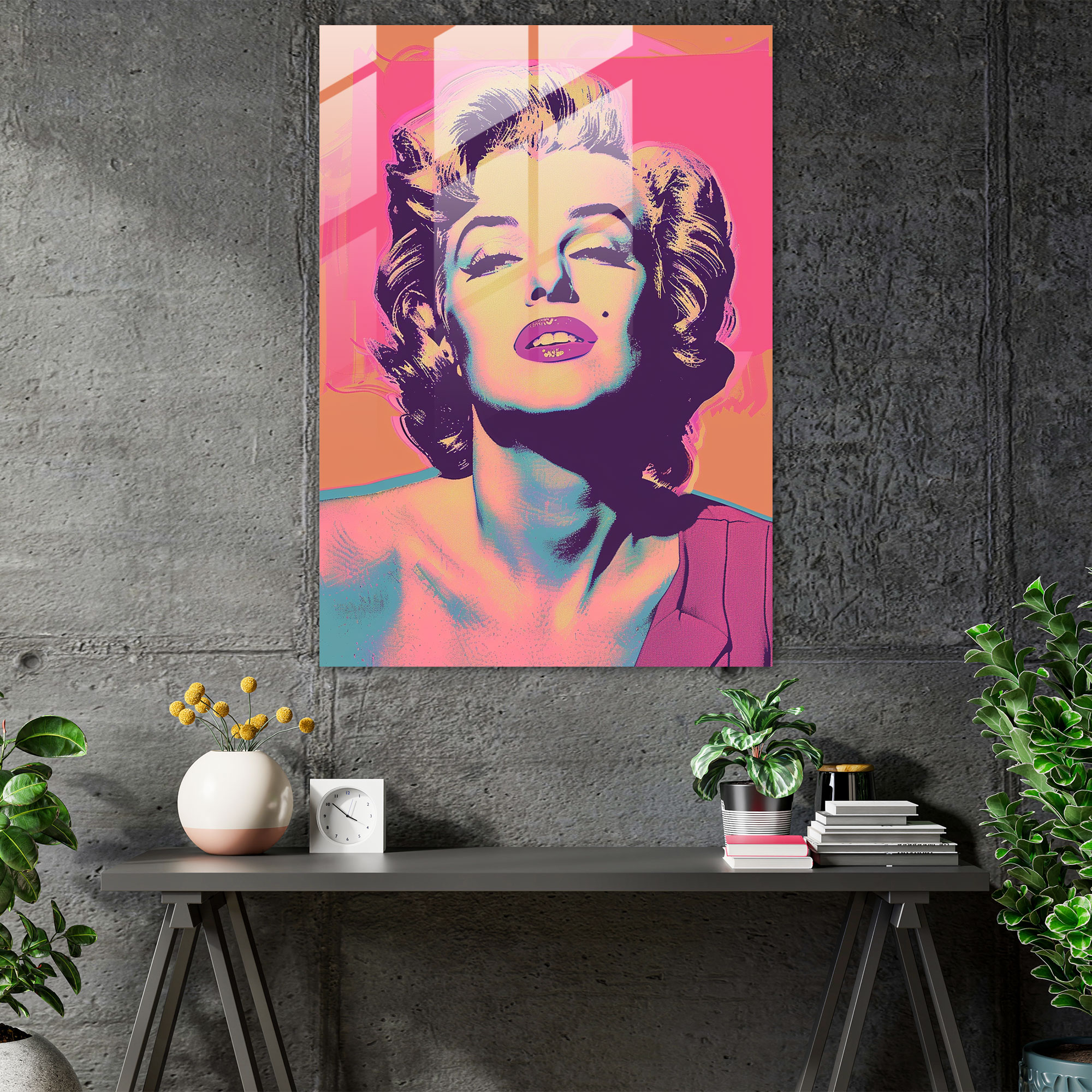Andy Warhol Cam Tablo - Pastel Renkler - Duvar Dekorasyonu Modern Sanat