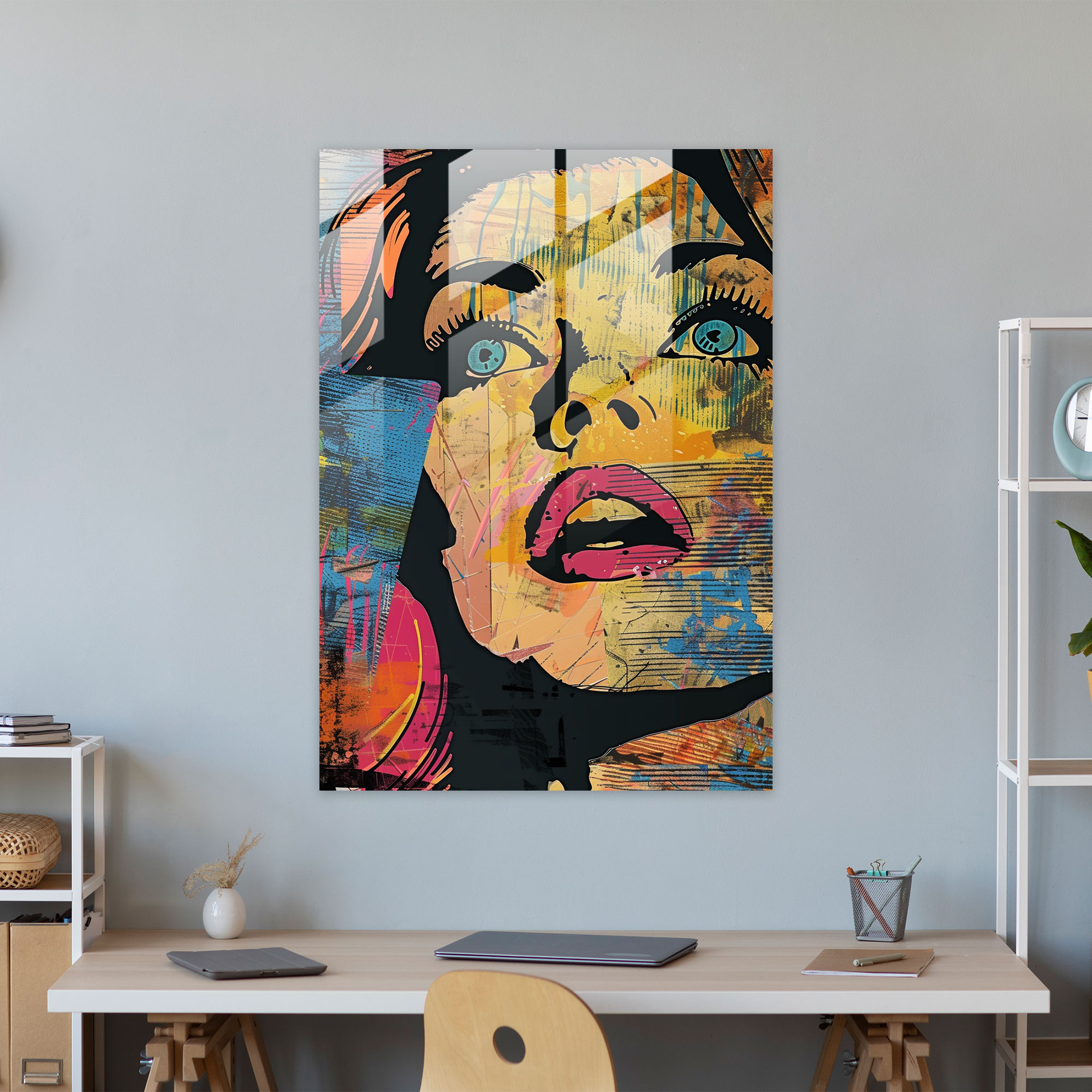 Andy Warhol Cam Tablo Sanatı - Retro Çizgi Roman - Ev Dekorasyonu Cam Sanat