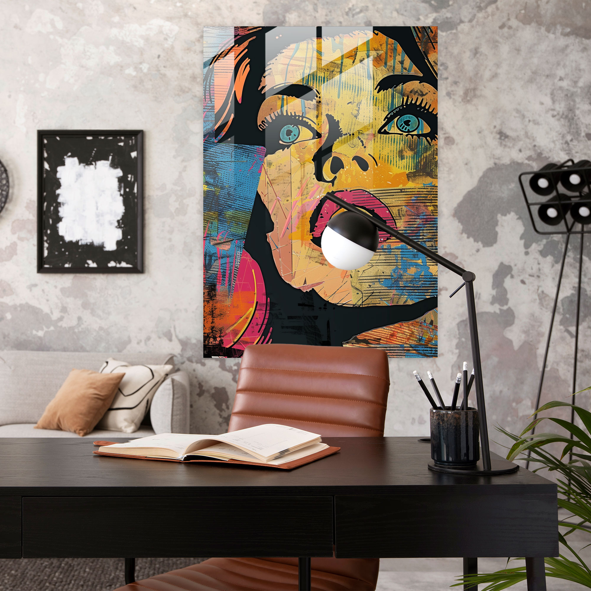 Andy Warhol Cam Tablo Sanatı - Retro Çizgi Roman - Ev Dekorasyonu Cam Sanat