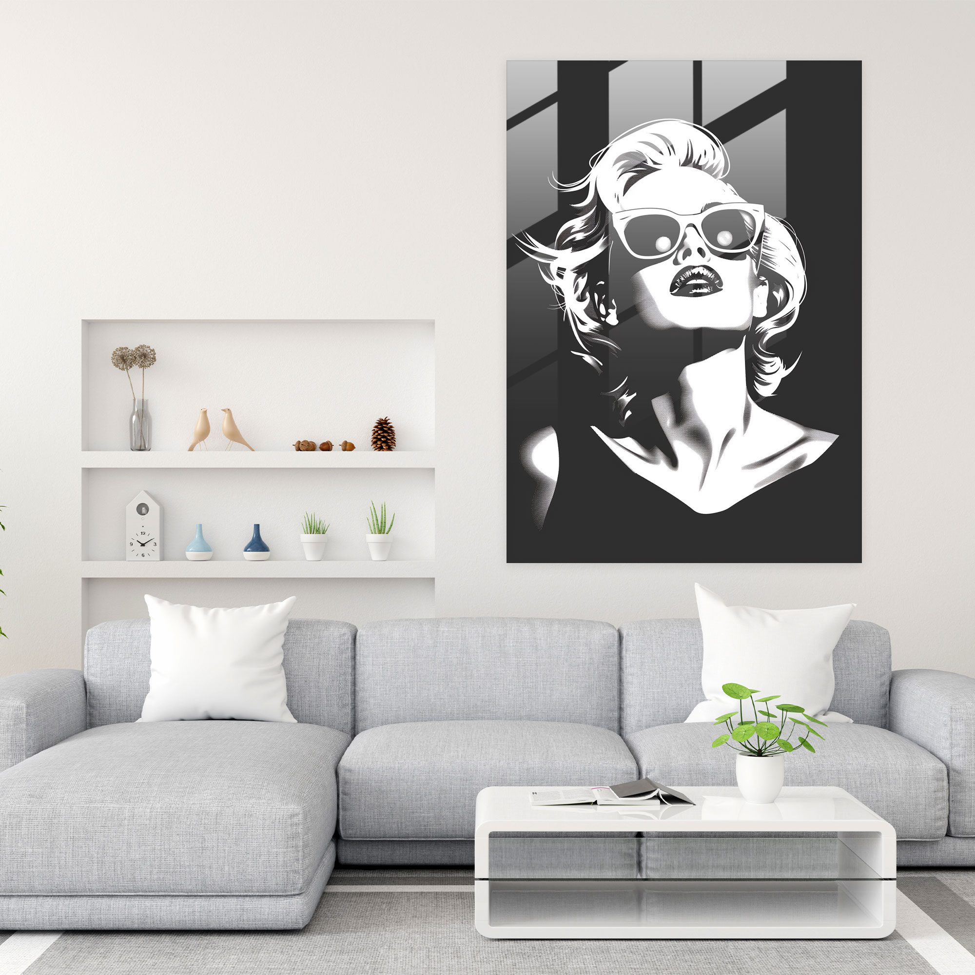 Andy Warhol Cam Tablo - Siyah Beyaz Minimalizm ve Ev Dekorasyonu