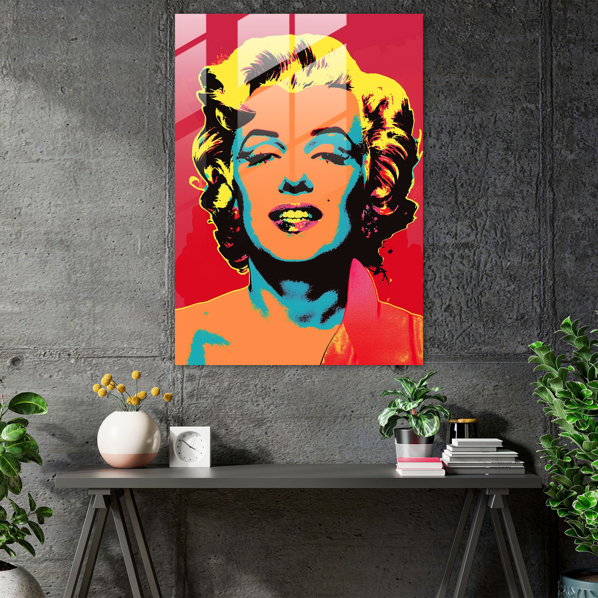 Andy Warhol Ev Dekorasyonu Cam Tablo - Modern Sanat Ev Dekorasyonu