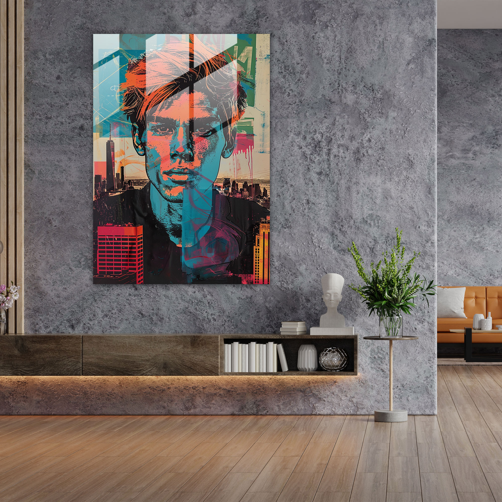 Andy Warhol Cam Tablo - Renkli Pop Sanat Portresi - Duvar Dekorasyonu Ev Dekorasyonu