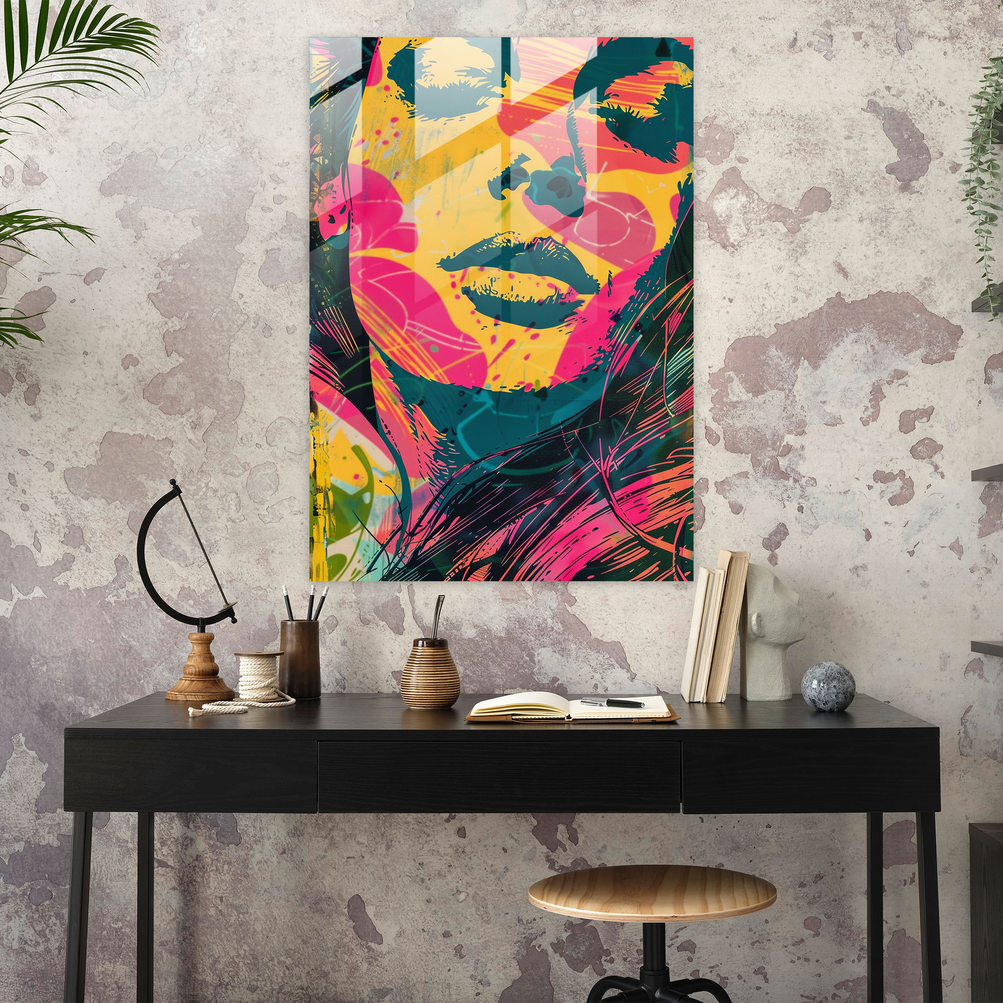 Andy Warhol Cam Tablo - Psikedelik Desenler - Ev Dekorasyonu Cam Tablo Cam Duvar Sanatı
