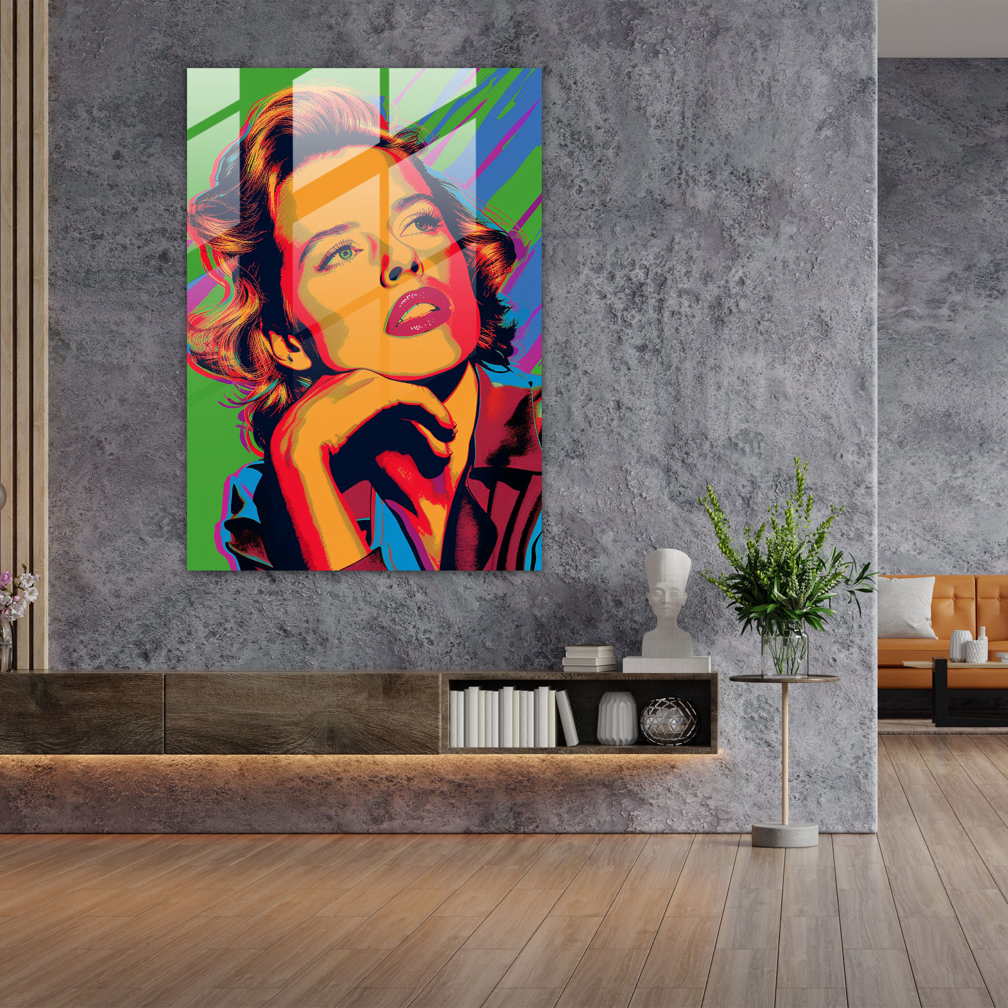 Andy Warhol Cam Tablo - Pop Art Portresi - Modern Sanat Duvar Dekorasyonu