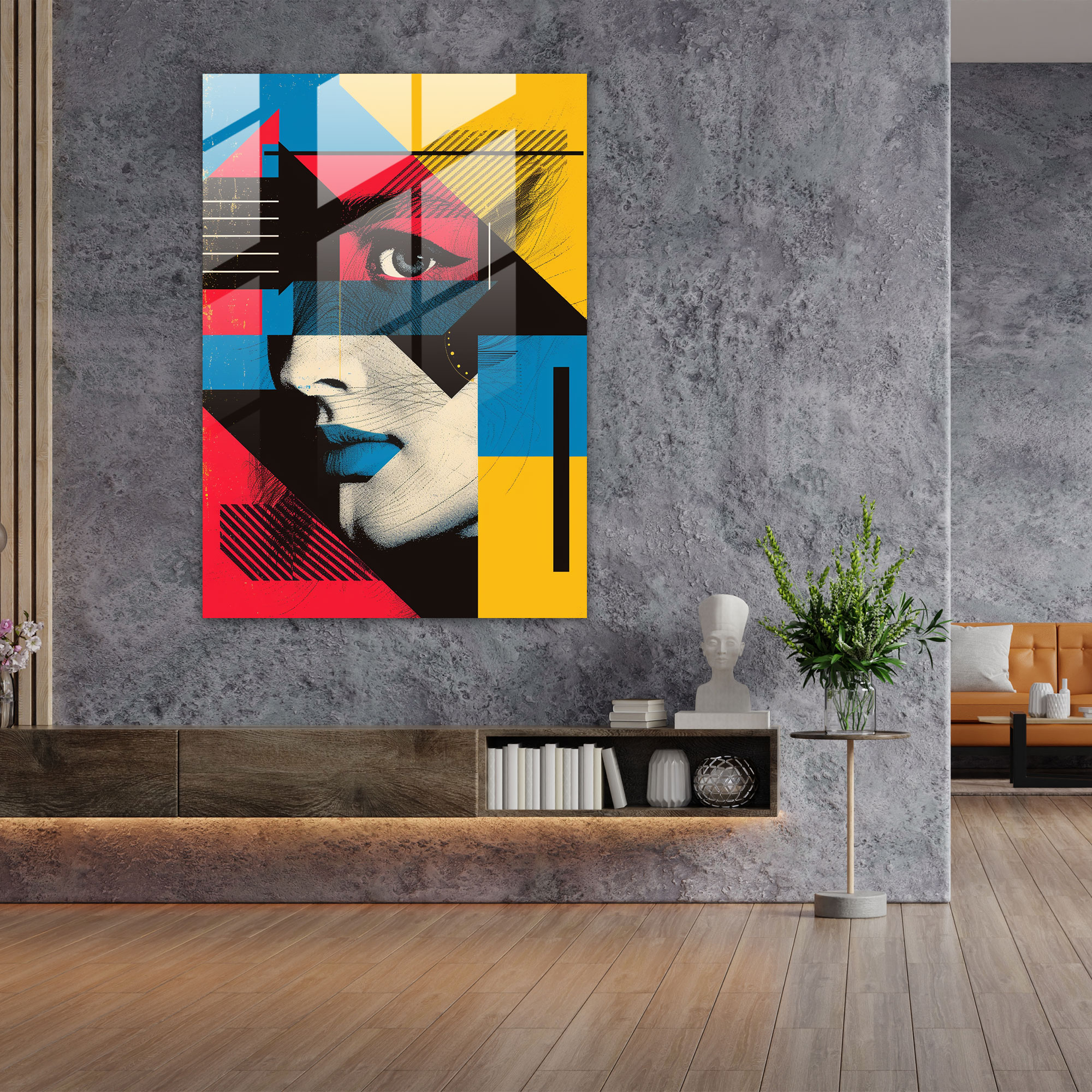 Andy Warhol Duvar Dekorasyonu - Geometrik Desen - Cam Tablo