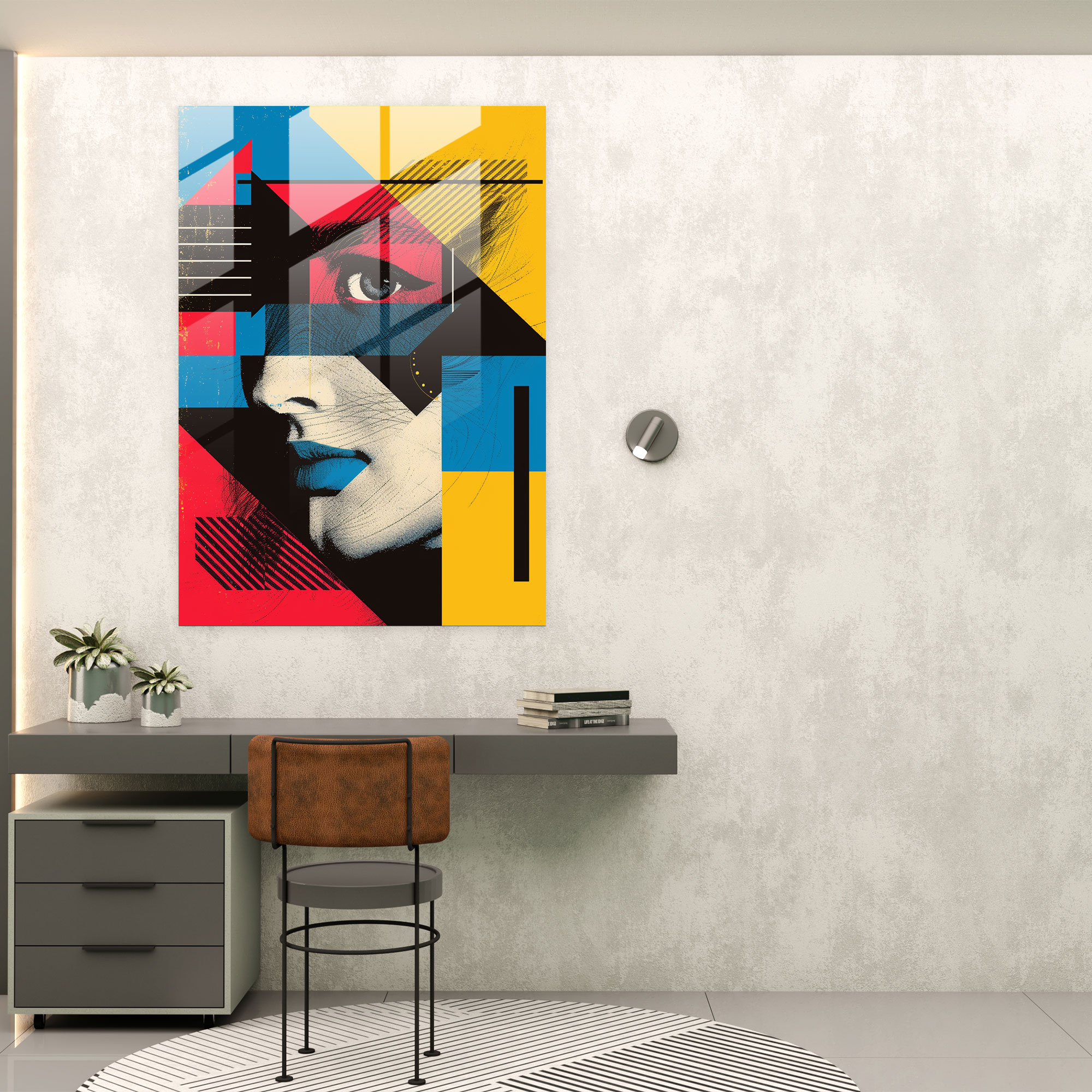 Andy Warhol Duvar Dekorasyonu - Geometrik Desen - Cam Tablo