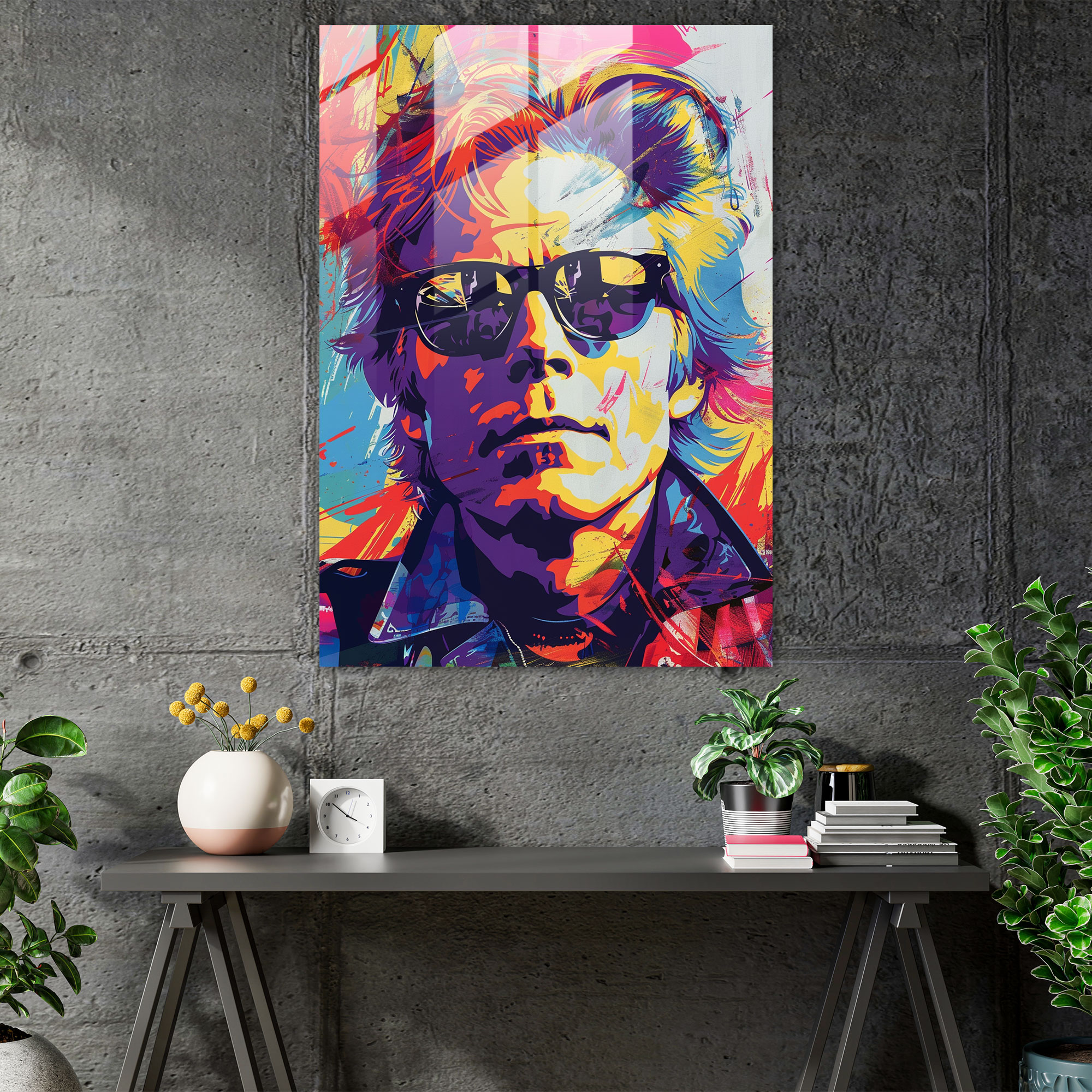 Andy Warhol Modern Sanat - Canlı Portre - Andy Warhol Duvar Dekorasyonu Modern Sanat Cam Tablo