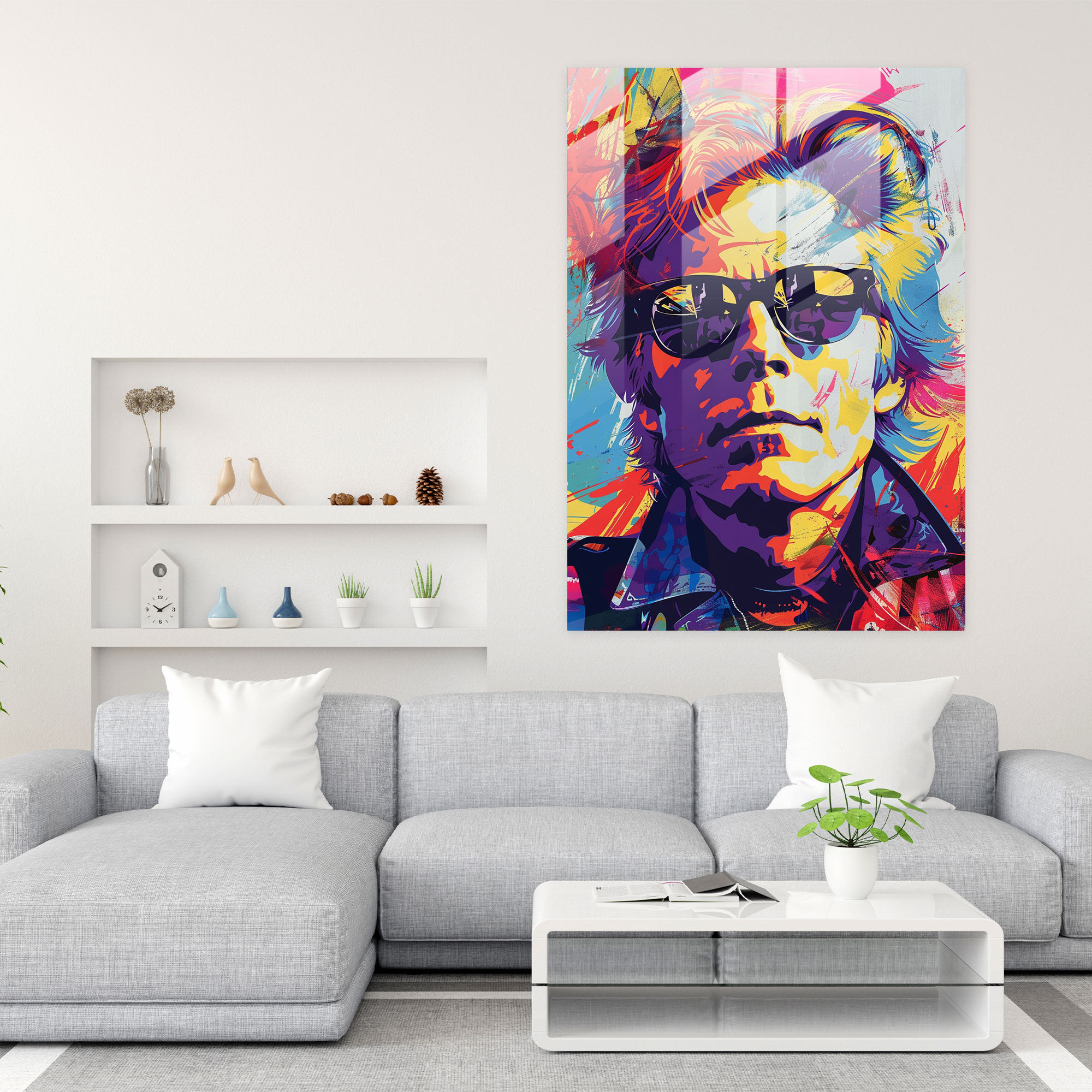 Andy Warhol Modern Sanat - Canlı Portre - Andy Warhol Duvar Dekorasyonu Modern Sanat Cam Tablo