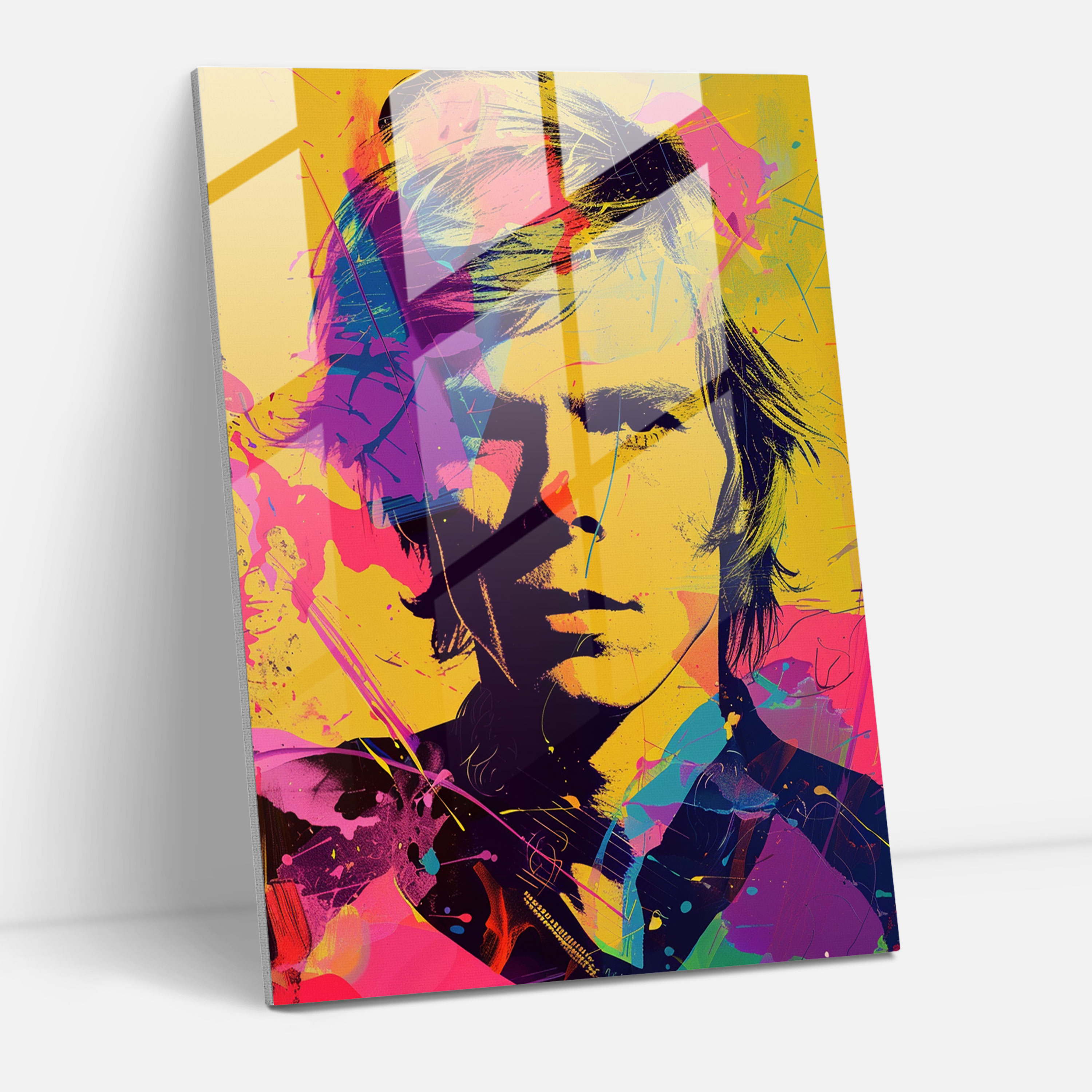 Andy Warhol Cam Tablo - Müzisyen Portresi - Modern Sanat - Cam Duvar Sanatı