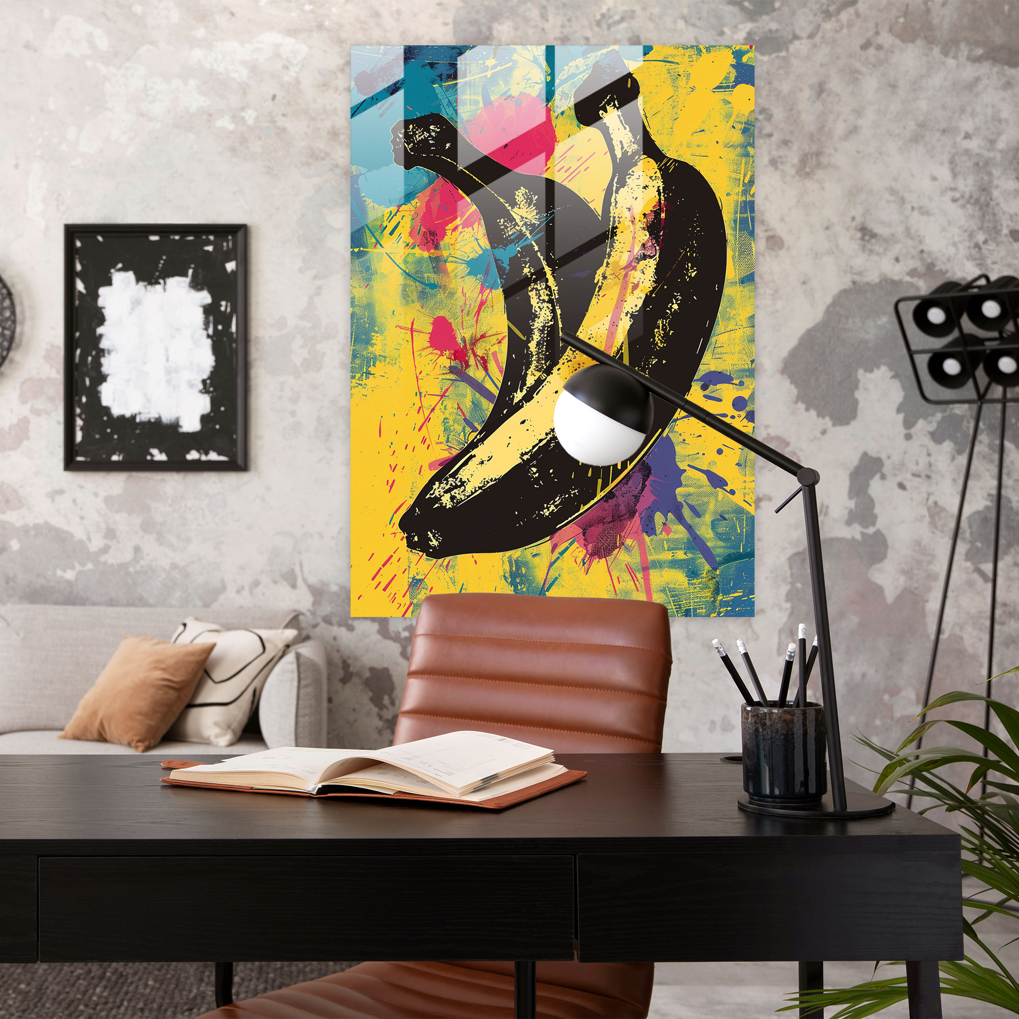 Andy Warhol Cam Tablo - Farklı Muz Velvet Underground İlhamlı Cam Duvar Sanatı - Andy Warhol Modern Sanat Duvar Dekorasyonu Cam Duvar Sanatı