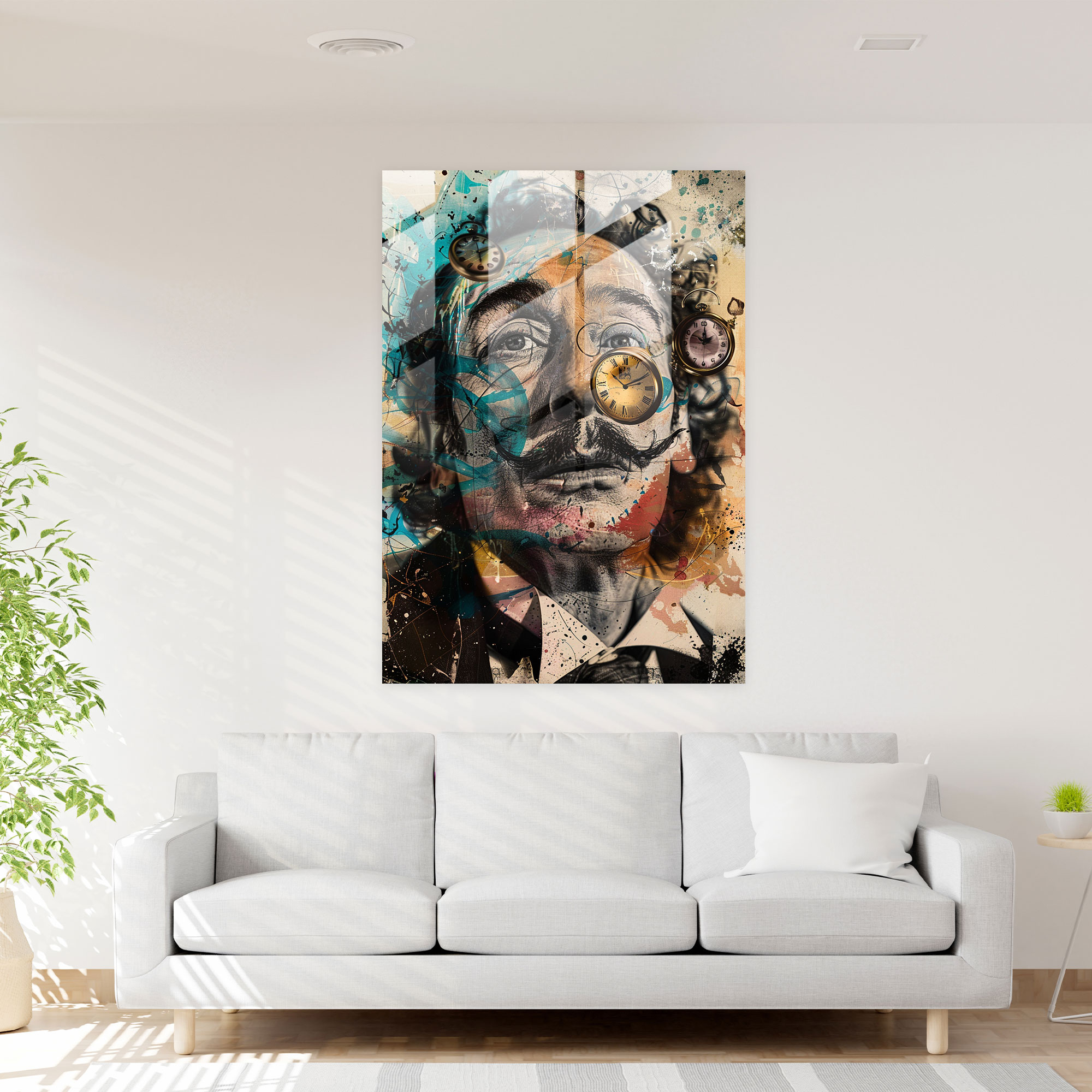 Andy Warhol Cam Tablo - Gerçeküstü Salvador Dali Portresi Cam Duvar Sanatı - Andy Warhol Cam Sanatı Duvar Dekorasyonu Cam Tablo