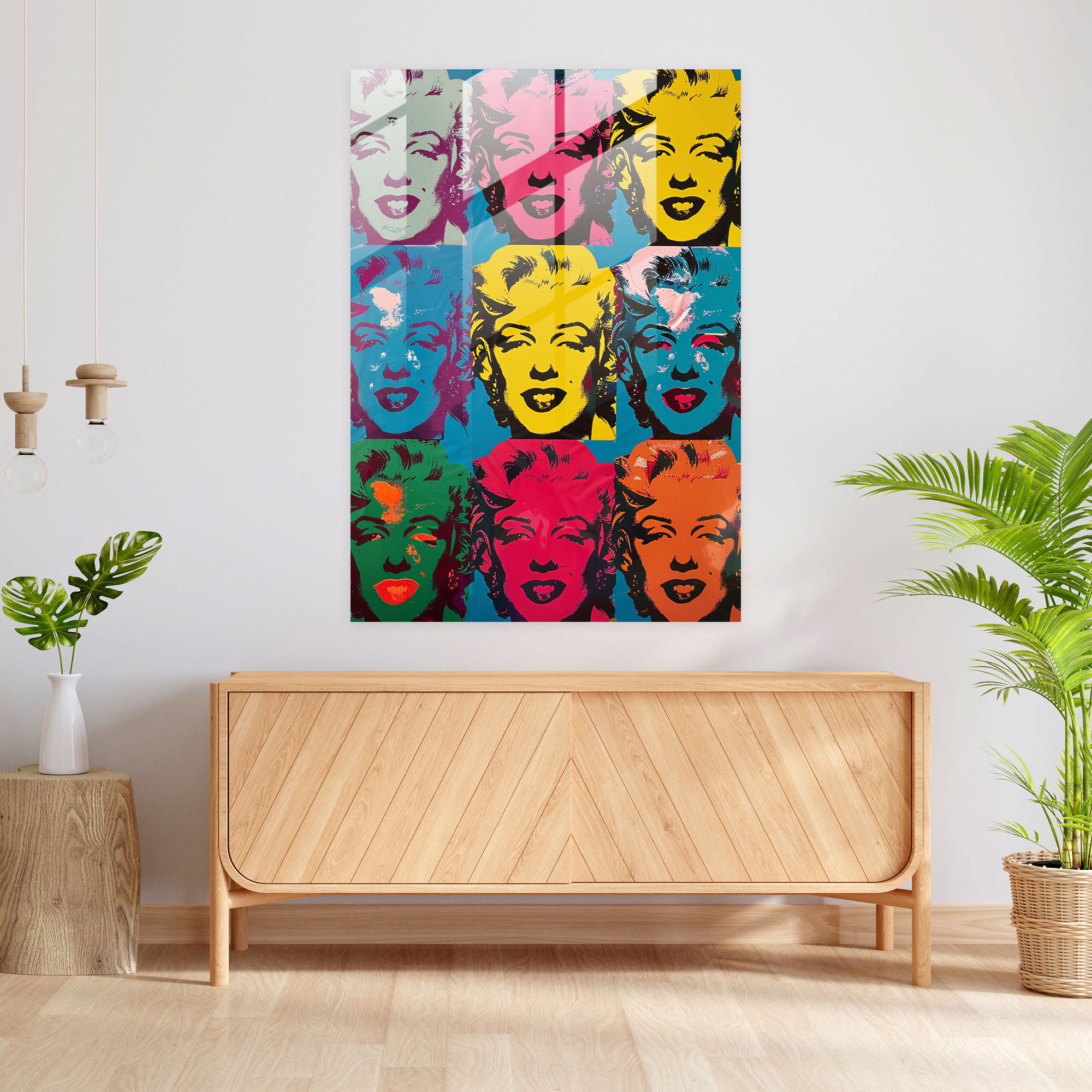Andy Warhol Cam Tablo Pop Sanat Ev Dekorasyonu Duvar Dekorasyonu - Modern Sanat Pop Sanat