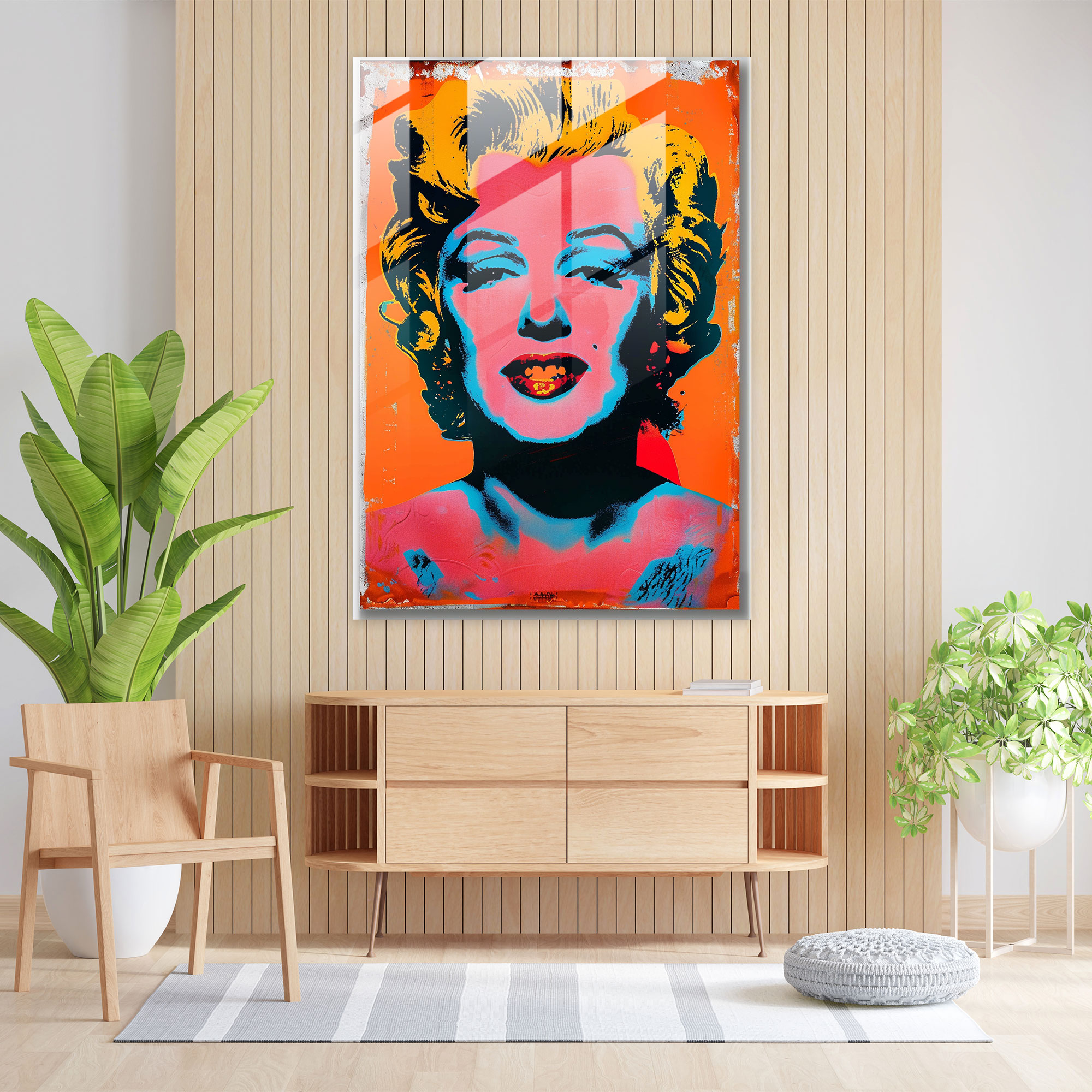 Andy Warhol Cam Tablo Retro Ev Dekorasyonu Çılgın Modern Sanat