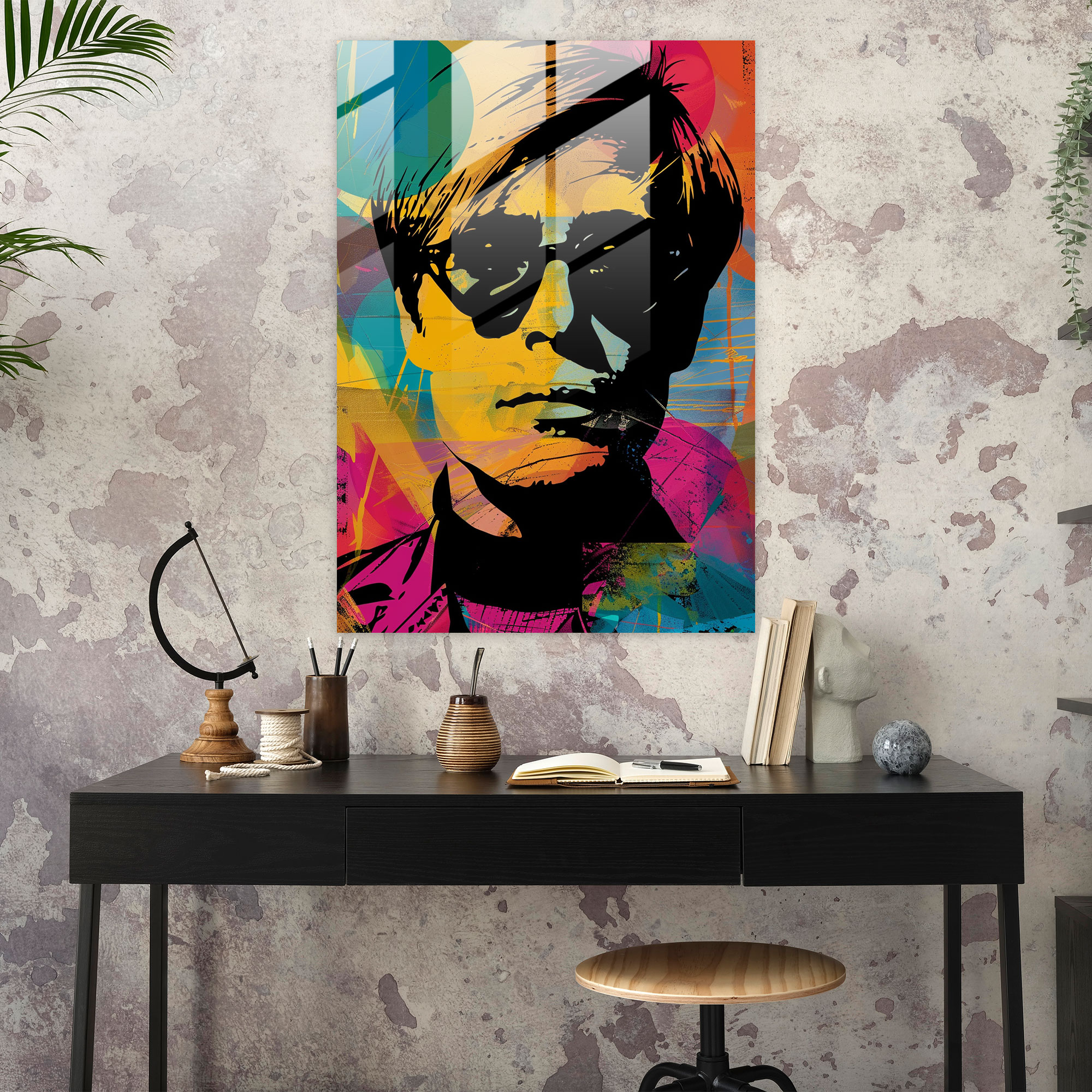 Andy Warhol Cam Tablo Hırçın Pop Sanat Ev Dekorasyonu Oyunbaz Cam Sanat - Andy Warhol Ev Dekorasyonu Modern Sanat Pop Sanat