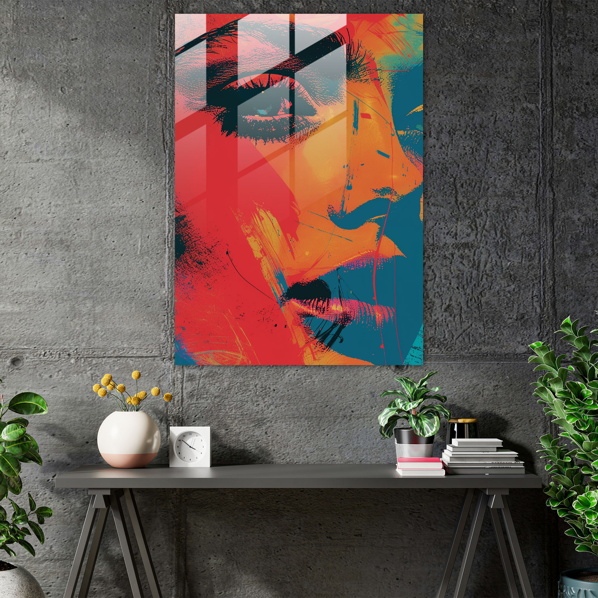 Andy Warhol Cam Tablo Cesur Pop Sanat Ev Dekorasyonu - Andy Warhol Modern Sanat Cam Sanat Cam Duvar Sanatı