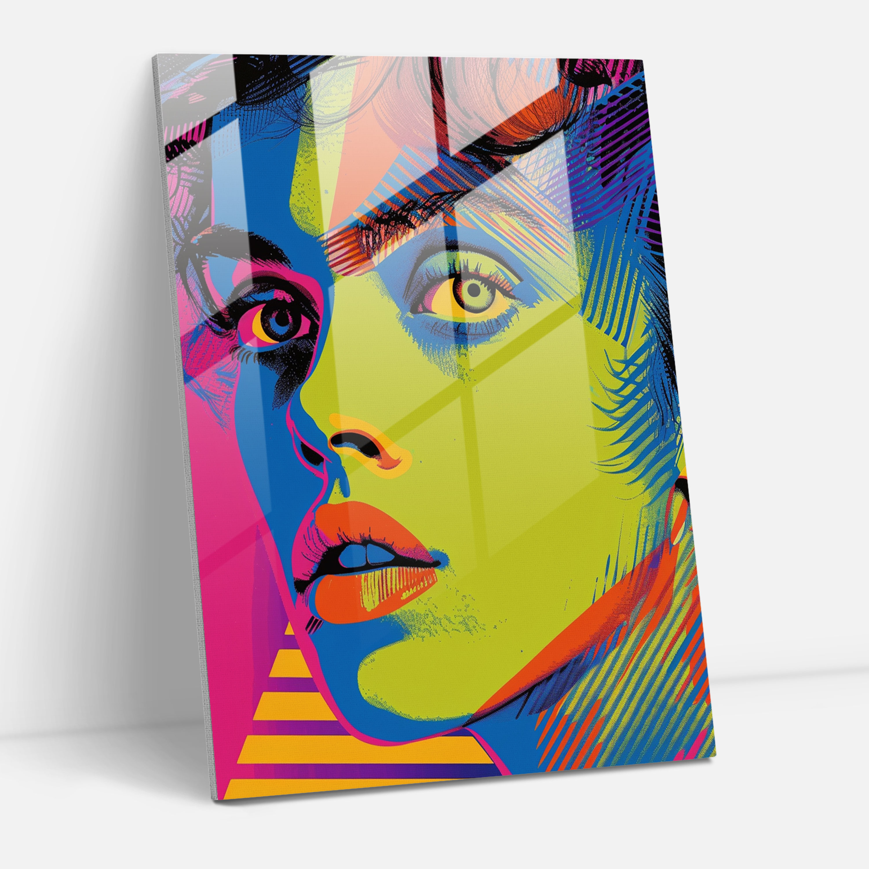 Andy Warhol Cam Tablo - Renkli Pop Sanat Portresi - Duvar Sanatı Duvar Dekorasyonu Ev Dekorasyonu