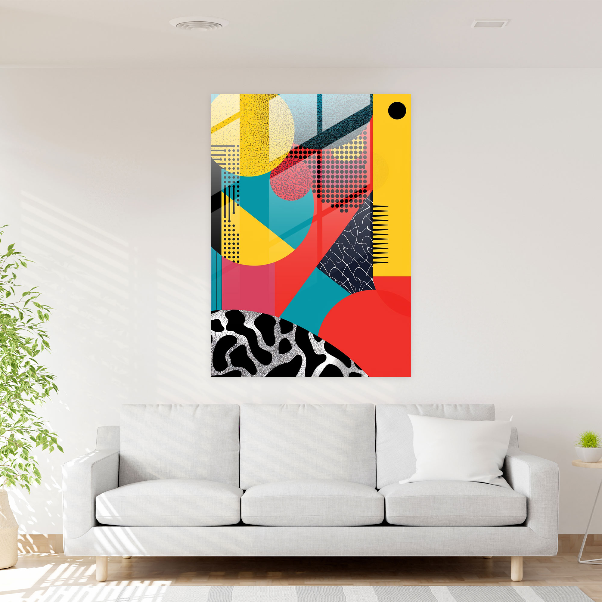 Andy Warhol Cam Tablo - Soyut Geometrik Desenler - Ev Dekorasyonu Cam Duvar Sanatı