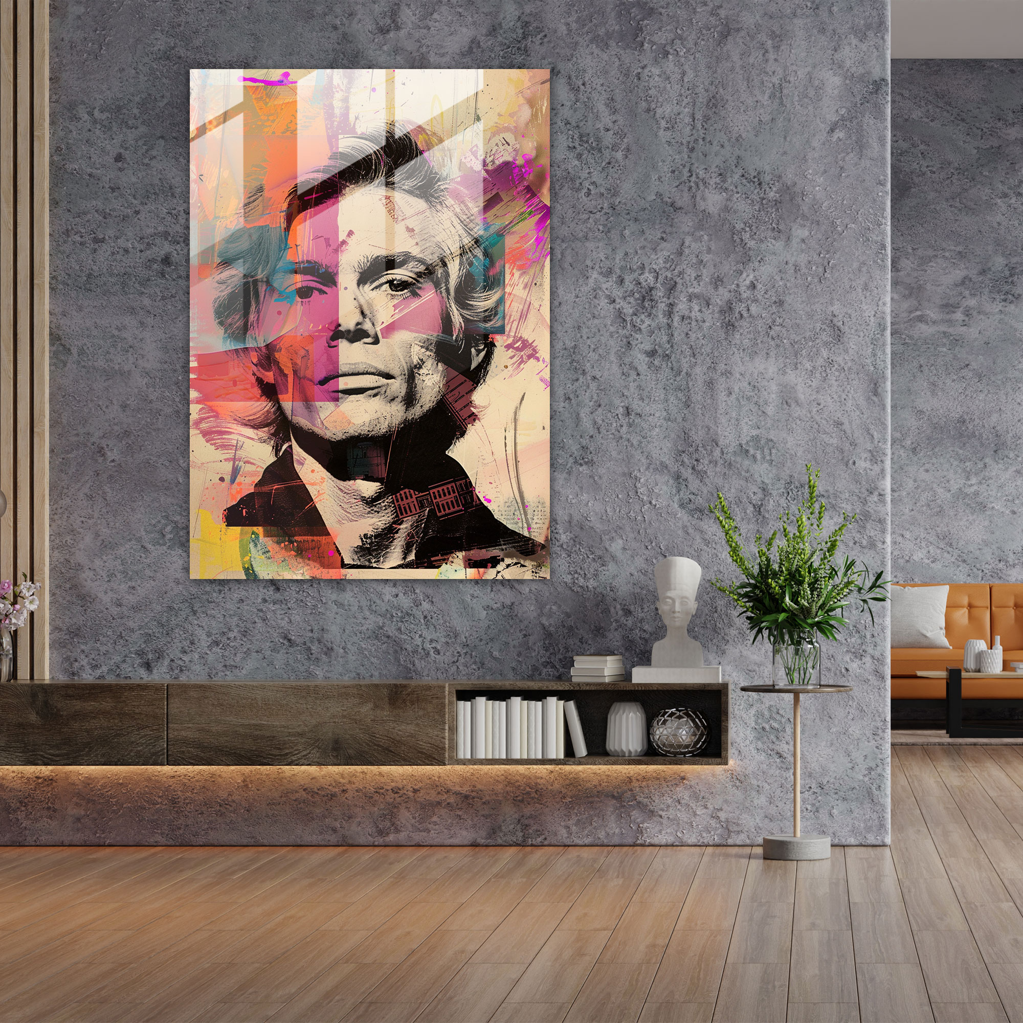 Andy Warhol Ev Dekorasyonu - Ünlü Portre Koleksiyonu - Andy Warhol Cam Duvar Sanatı Cam Tablo Cam Sanatı