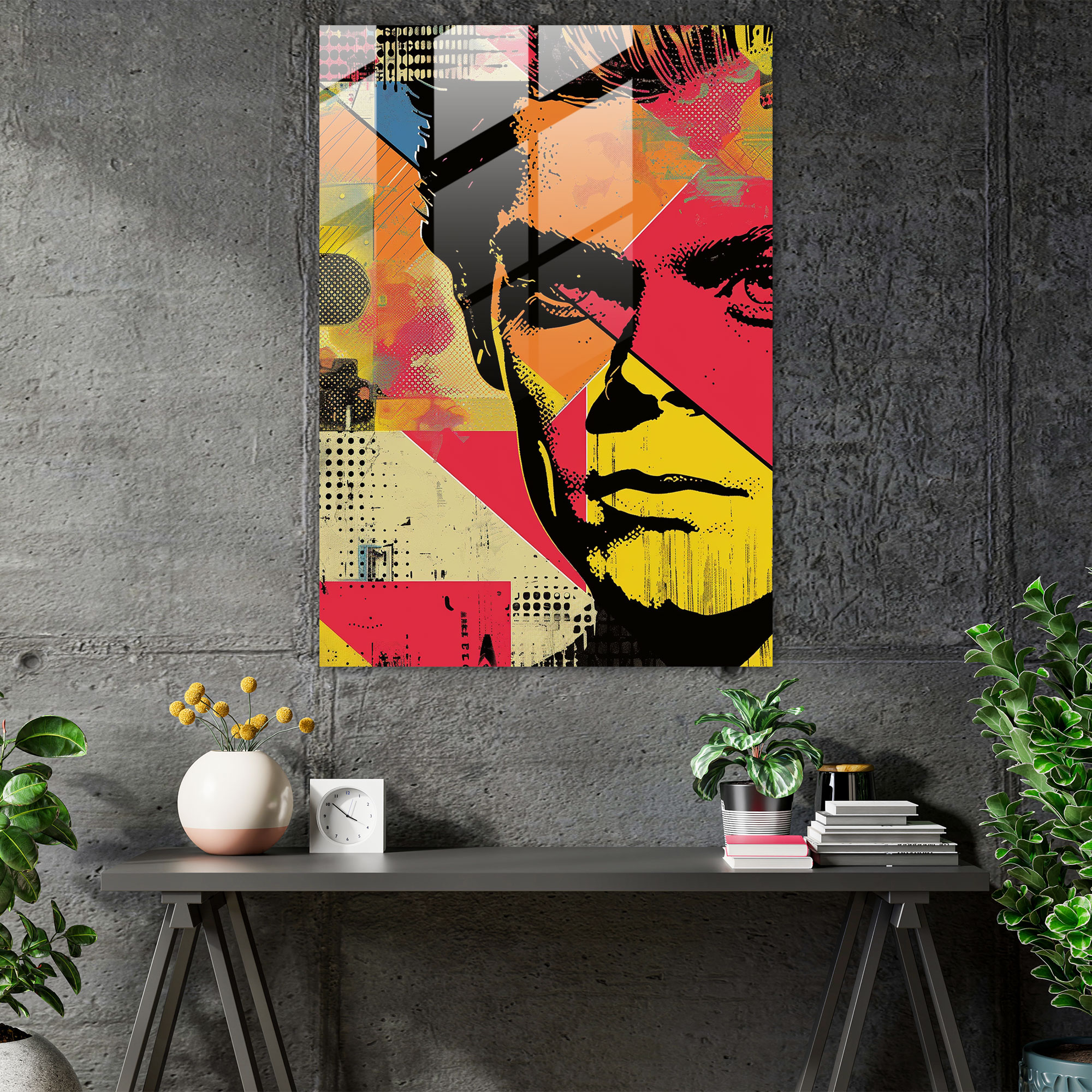 Andy Warhol Cam Sanatı - Retro Çizgi Roman Tasarımı - Duvar Dekorasyonu Cam Tablo