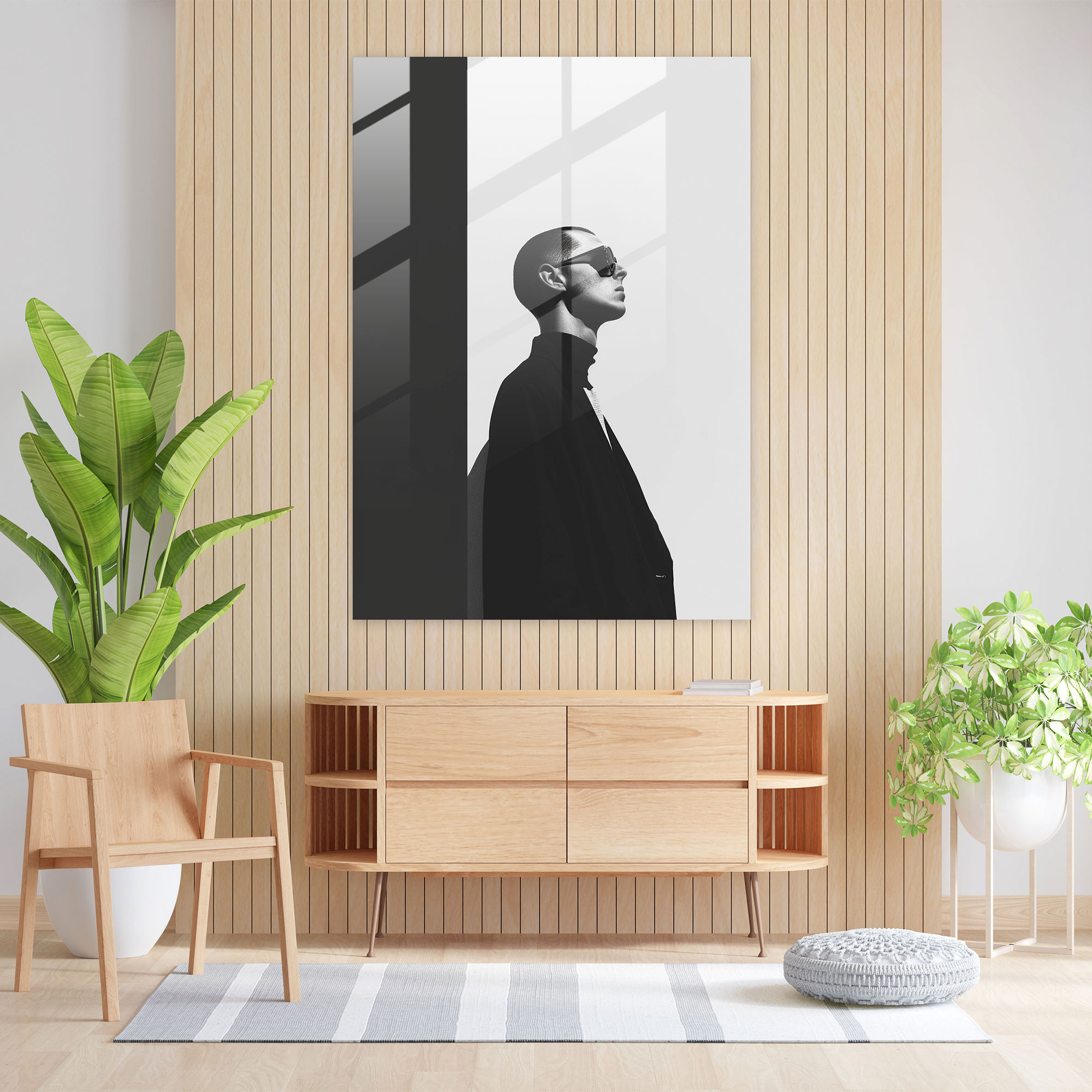 Andy Warhol Ev Dekorasyonu - Minimalist Siyah ve Beyaz Kompozisyon - Duvar Dekorasyonu Ev Dekorasyonu Cam Tablo