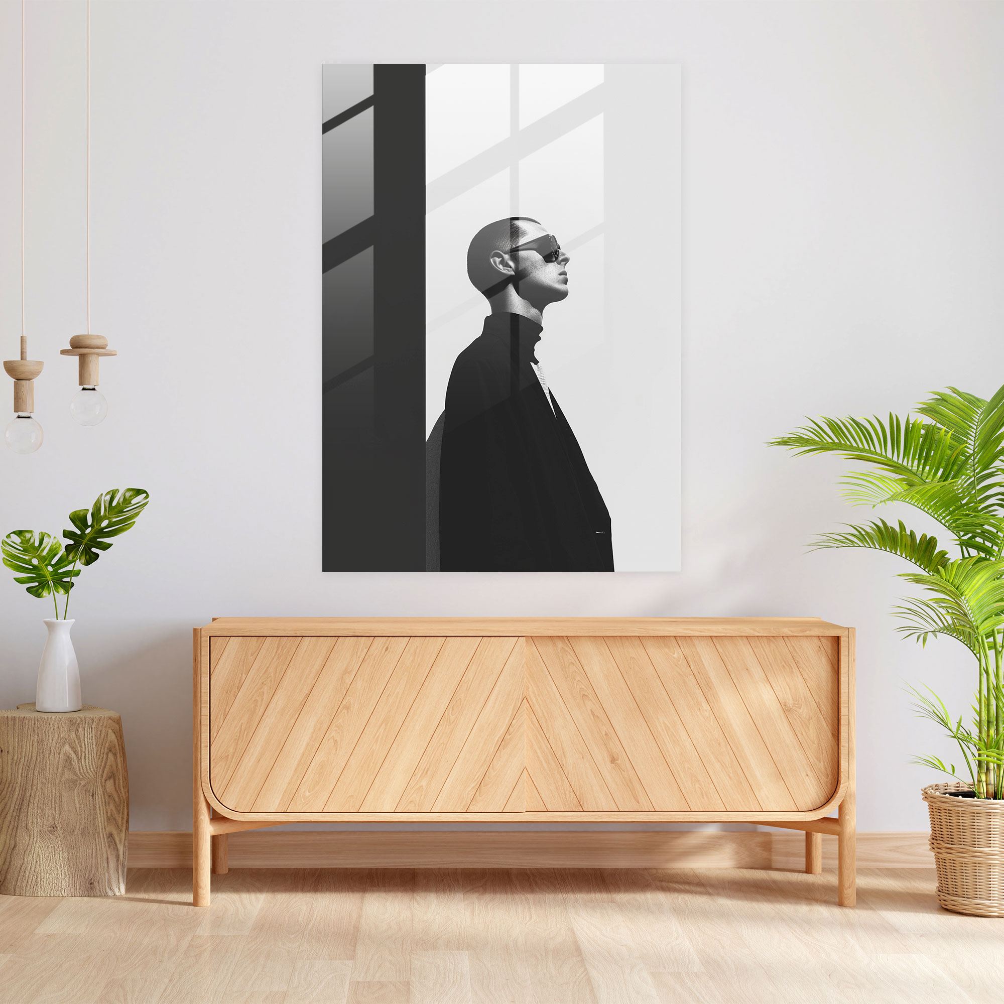 Andy Warhol Ev Dekorasyonu - Minimalist Siyah ve Beyaz Kompozisyon - Duvar Dekorasyonu Ev Dekorasyonu Cam Tablo
