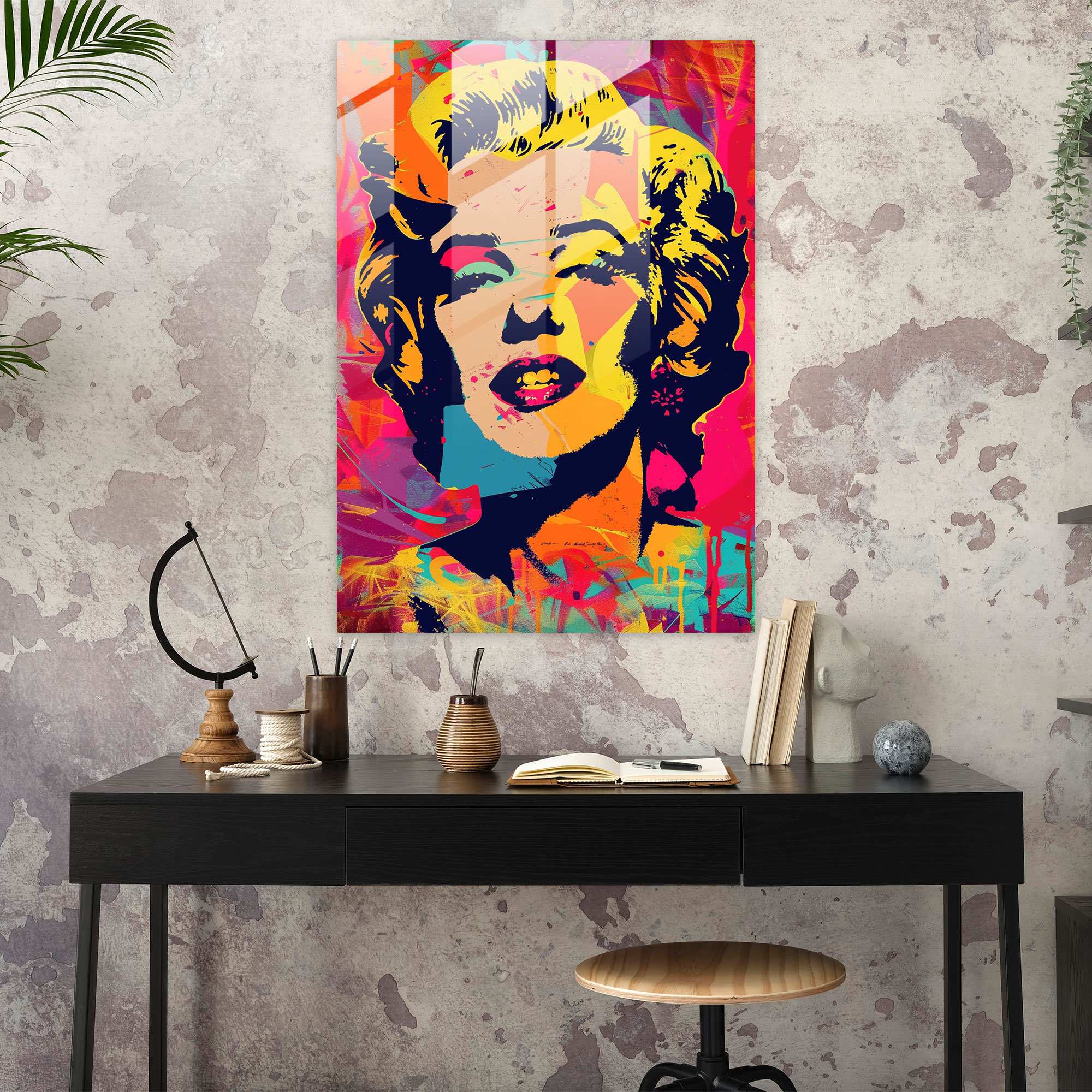 Andy Warhol Cam Tablo - Ev Dekorasyonu İçin Andy Warhol Cam Duvar Sanatı