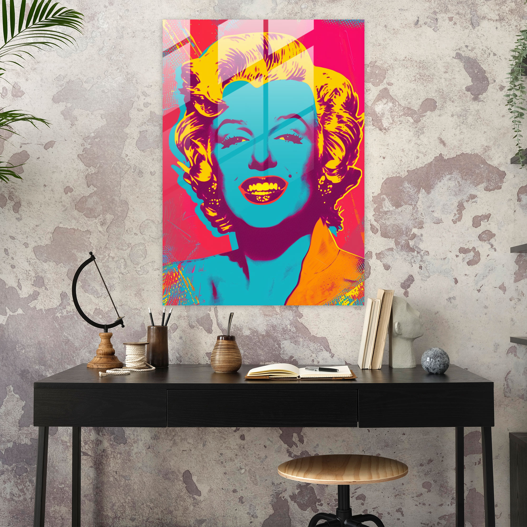 Andy Warhol Wall Decoration - Andy Warhol, Vibrant Colors, Glass Print, Modern Art