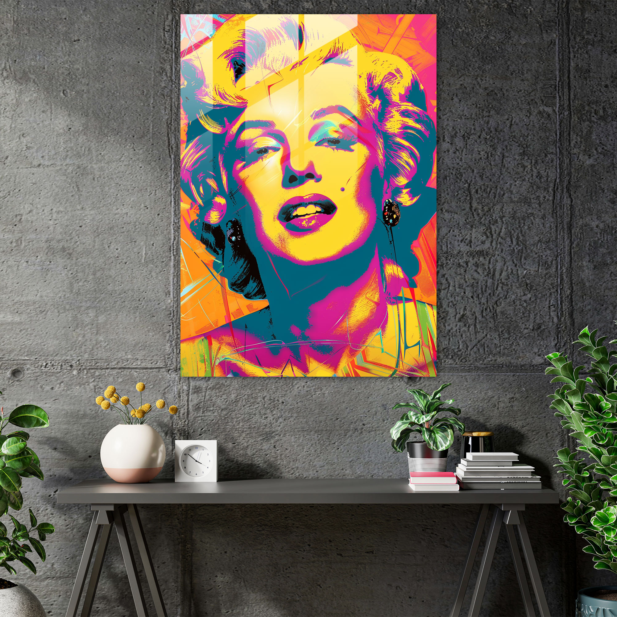 Andy Warhol'un Marilyn Monroe Portresi Cam Tablo - Portre Sanat Duvar Dekorasyonu