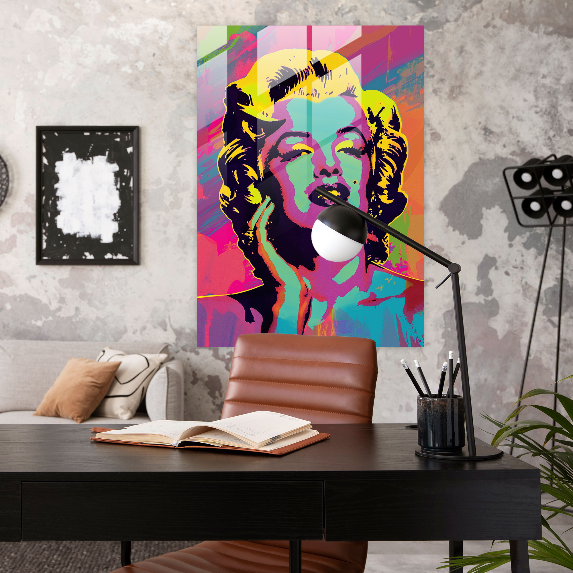 Andy Warhol Cam Tablo Sanatı - Marilyn Monroe - Duvar Dekorasyonu Ev Dekorasyonu Cam Sanatı