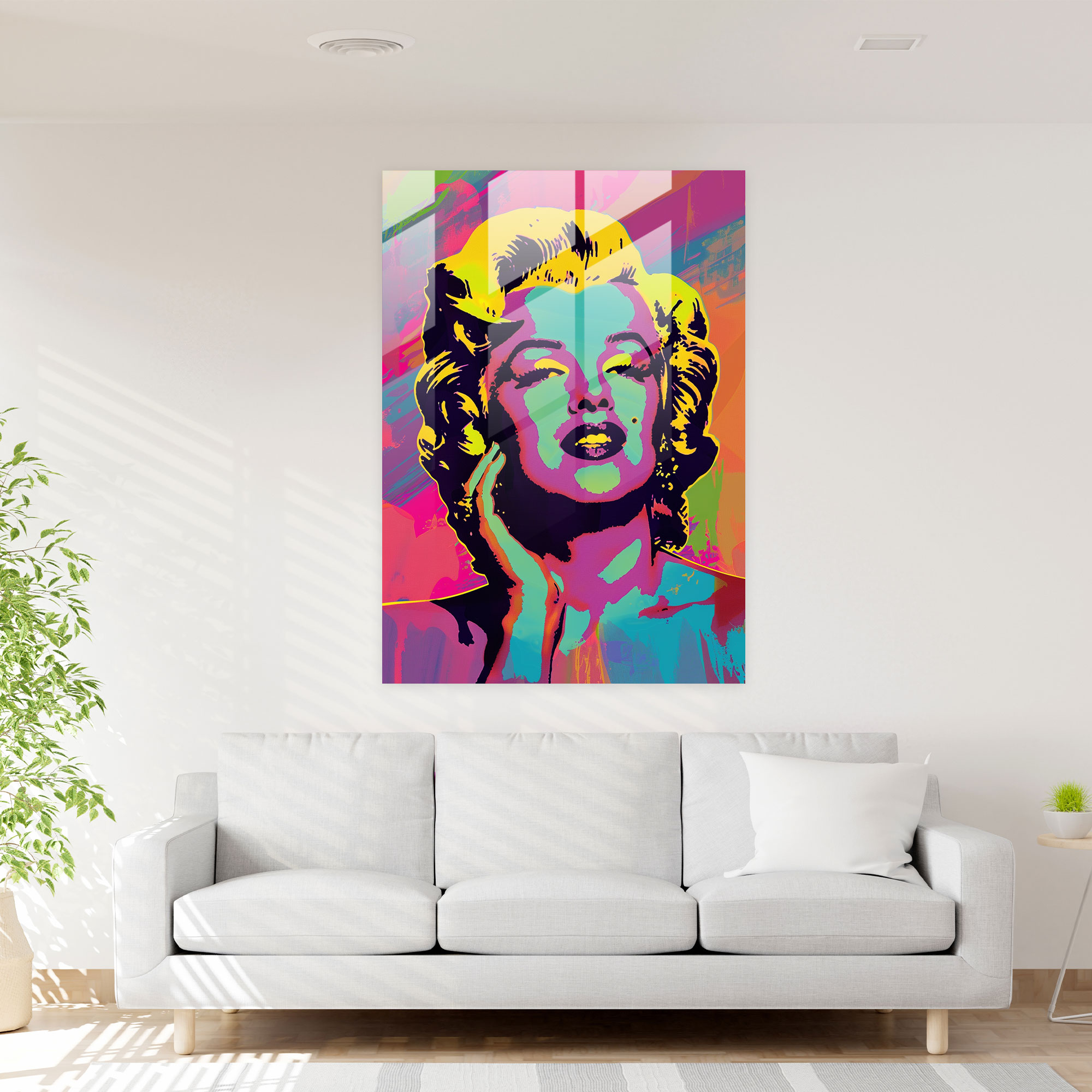 Andy Warhol Cam Tablo Sanatı - Marilyn Monroe - Duvar Dekorasyonu Ev Dekorasyonu Cam Sanatı
