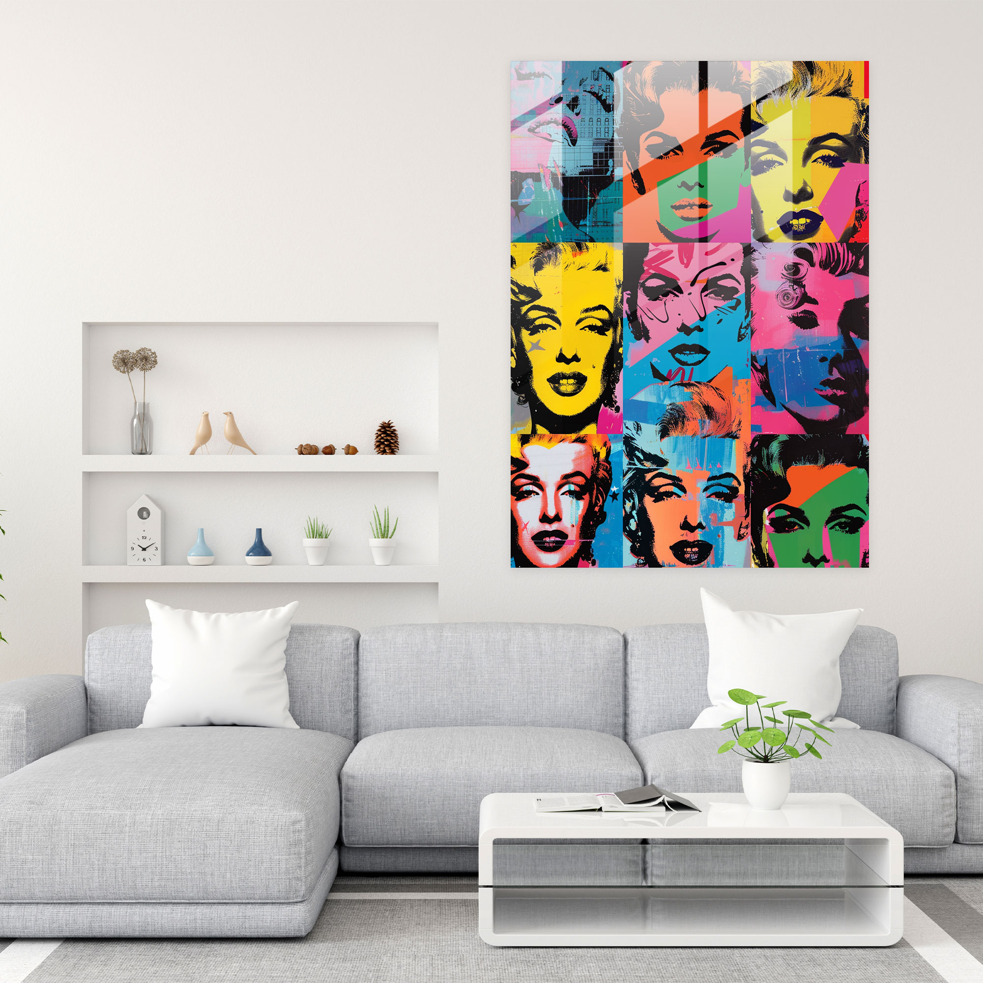 Andy Warhol Duvar Dekorasyonu - Ünlü Kolaj - Cam Sanat Ev Dekorasyonu