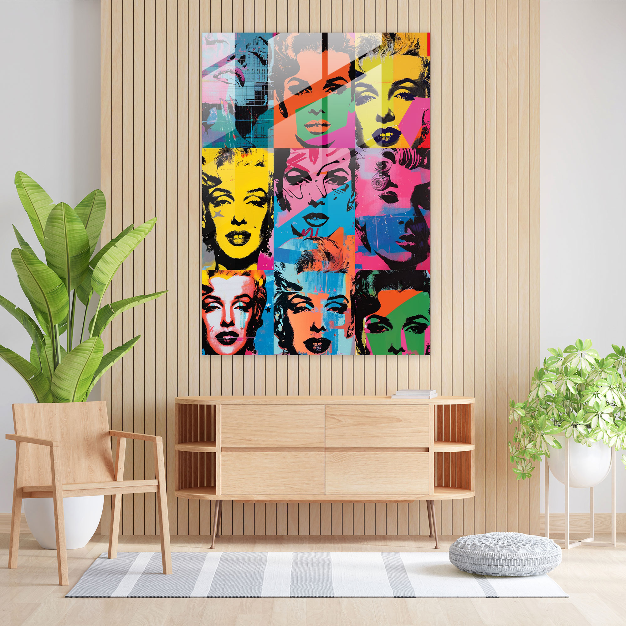 Andy Warhol Duvar Dekorasyonu - Ünlü Kolaj - Cam Sanat Ev Dekorasyonu