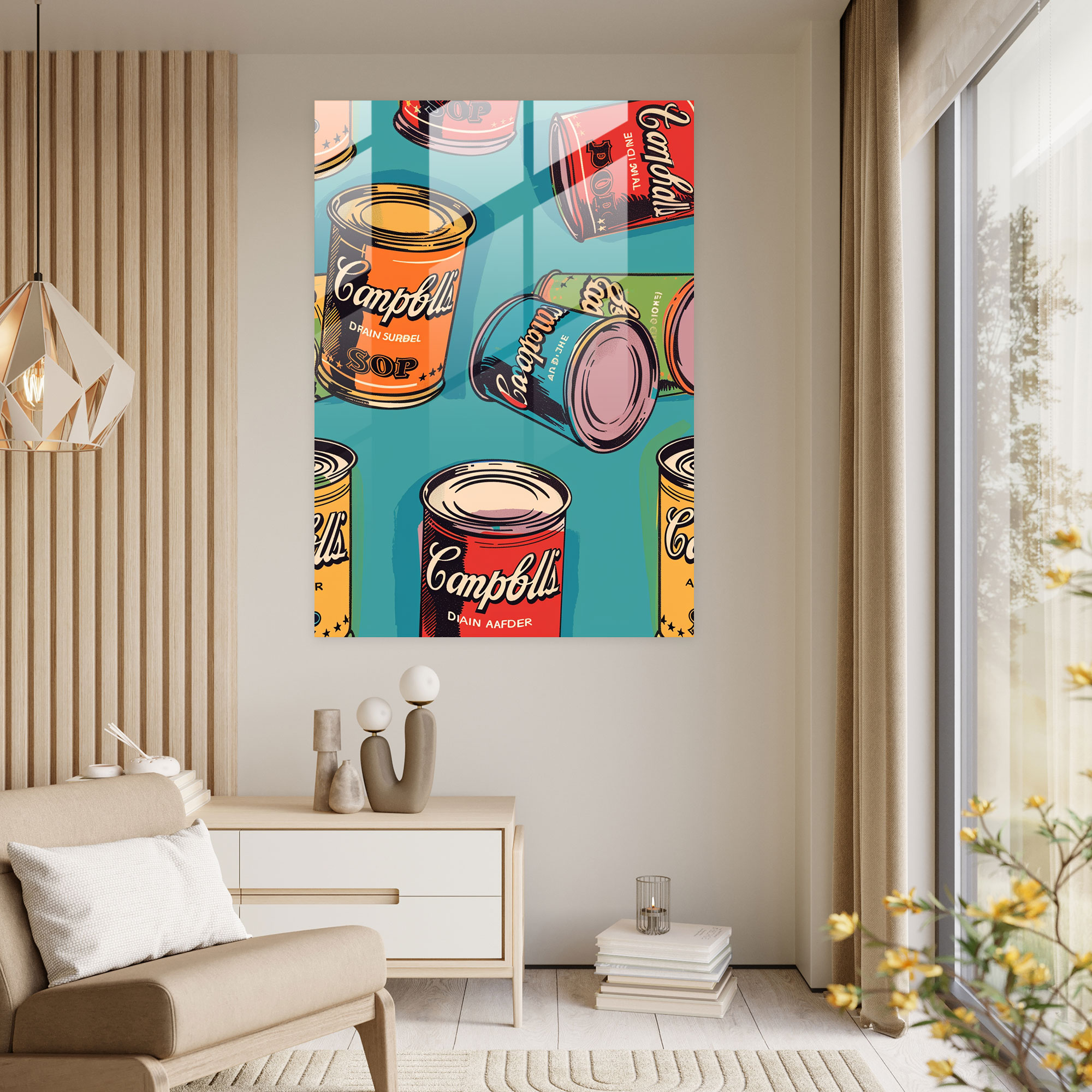 Andy Warhol Pop Art Campbell's Soup Cans Cam Tablo - Modern Sanat Duvar Sanatı
