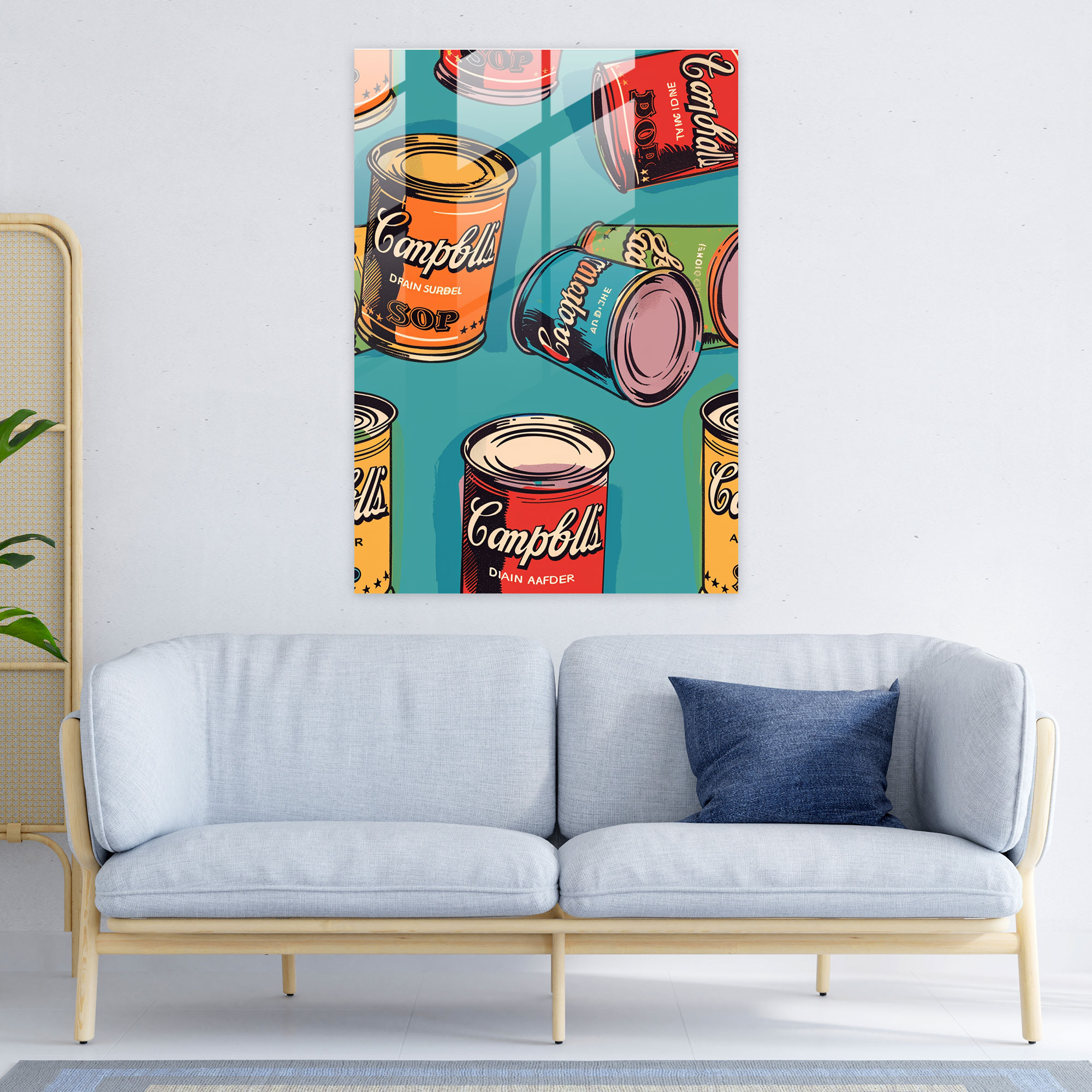Andy Warhol Pop Art Campbell's Soup Cans Cam Tablo - Modern Sanat Duvar Sanatı