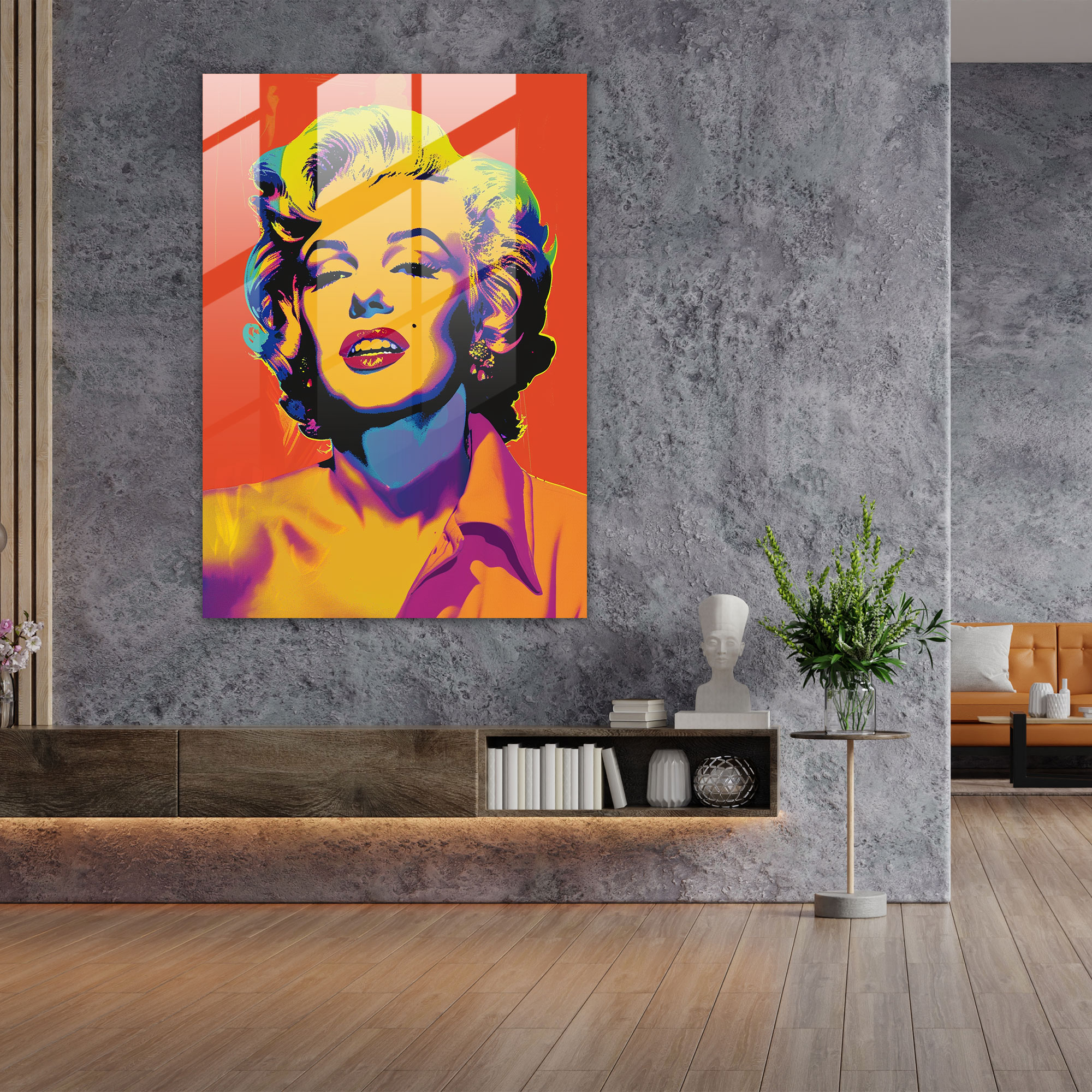 Andy Warhol Marilyn Monroe Cam Tablo - Modern Sanat Ev Dekorasyonu Duvar Dekorasyonu