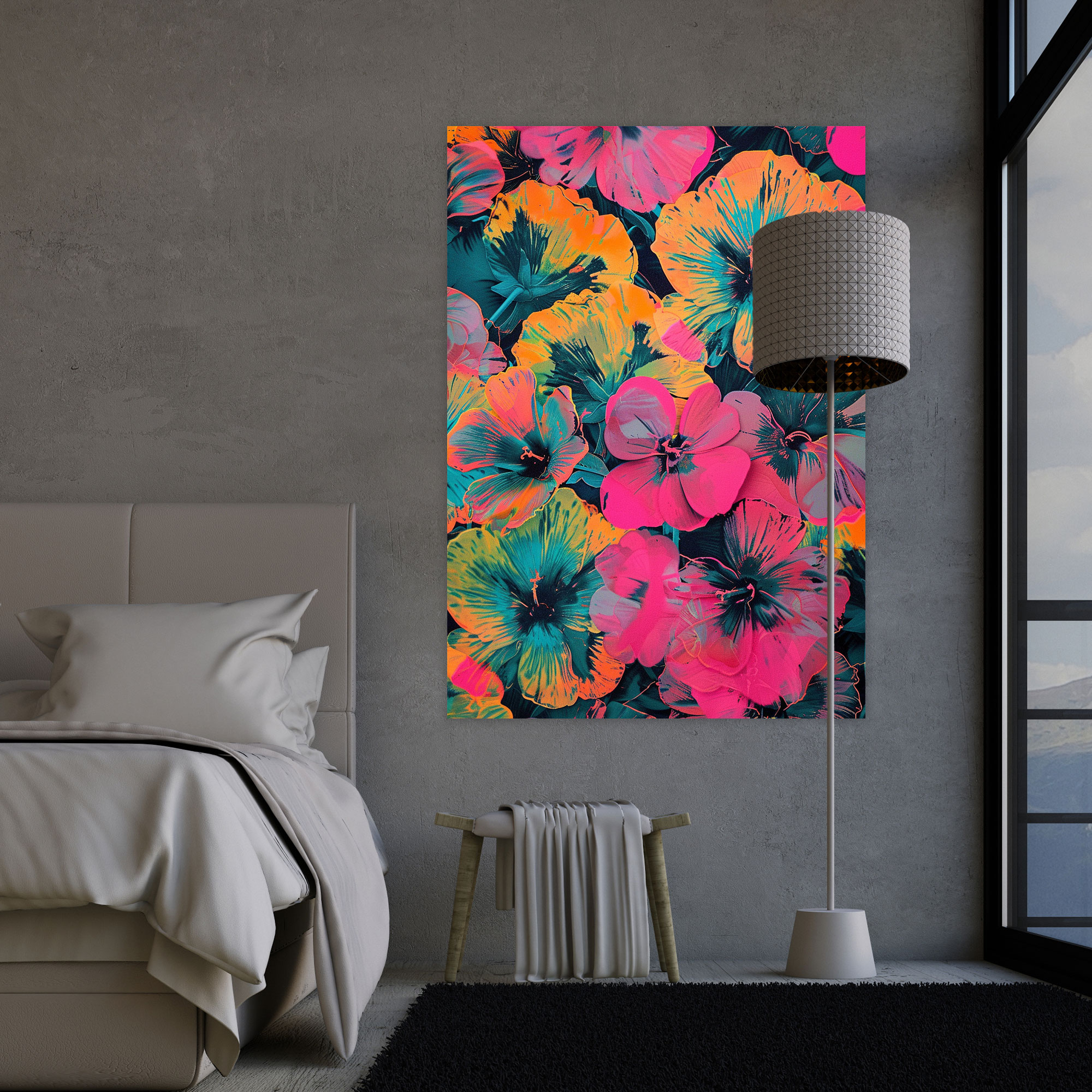 Andy Warhol Style Wall Decoration - Psychedelic Flowers - Andy Warhol, Andy Warhol Style, Canvas, Wall Art