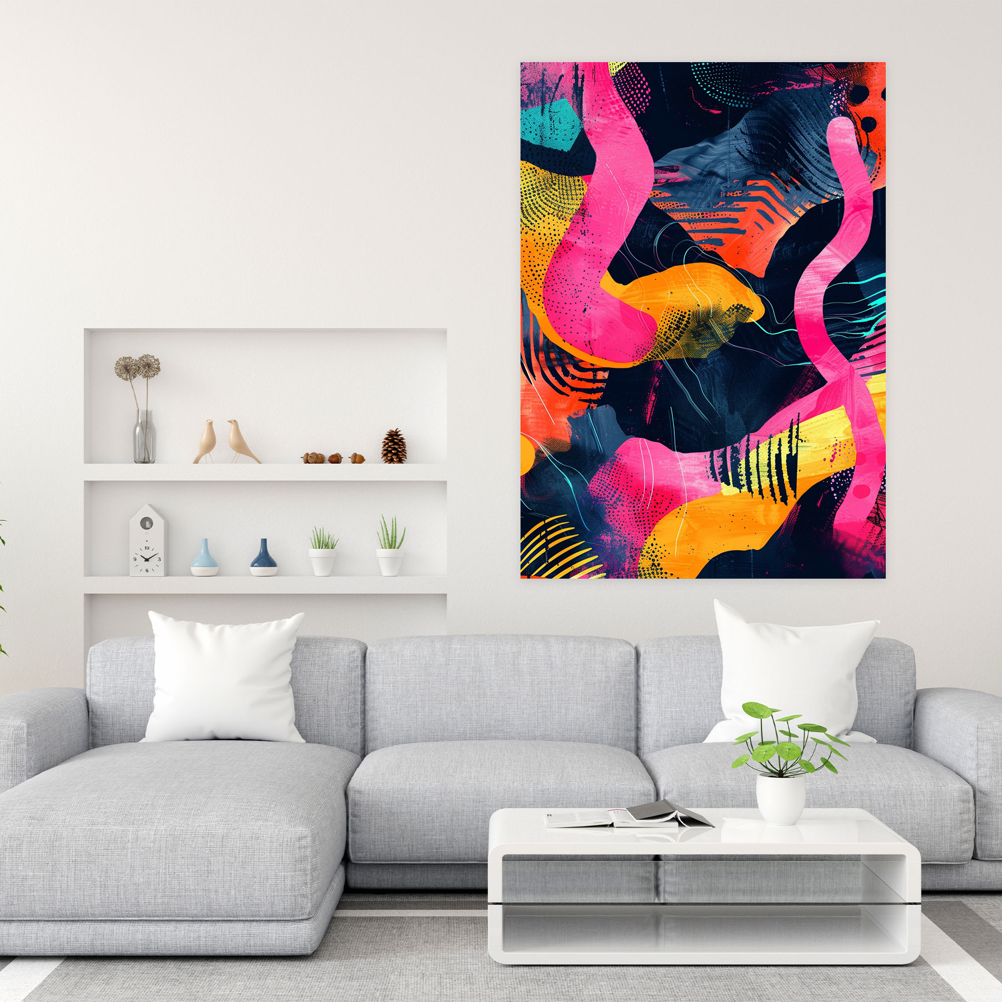 Andy Warhol Abstract Neon Patterns Wall Decoration - Andy Warhol, Canvas, Wall Art, Canvas Print
