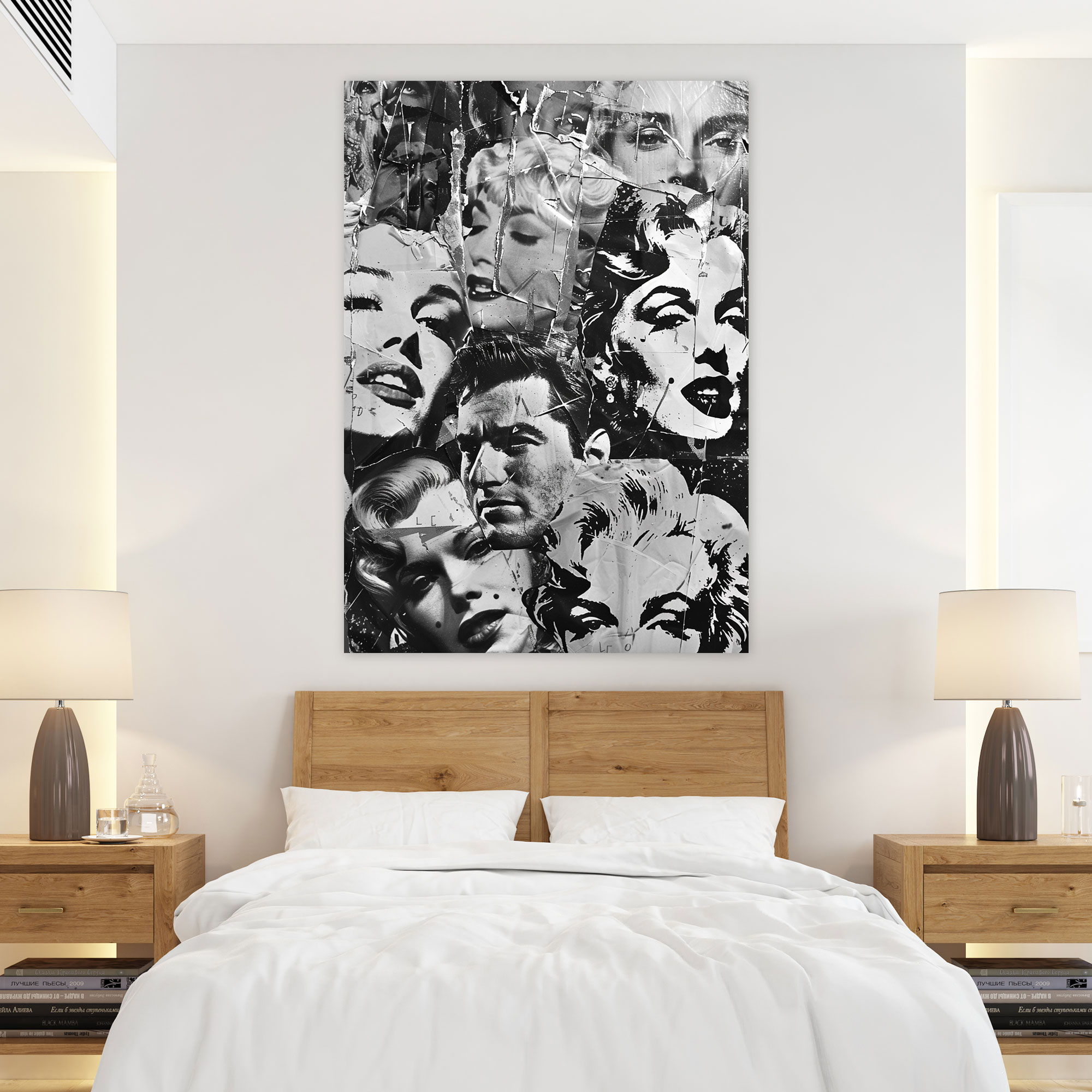 Andy Warhol Siyah Beyaz Ünlü Kolaj Kanvas Tablo Duvar Sanatı