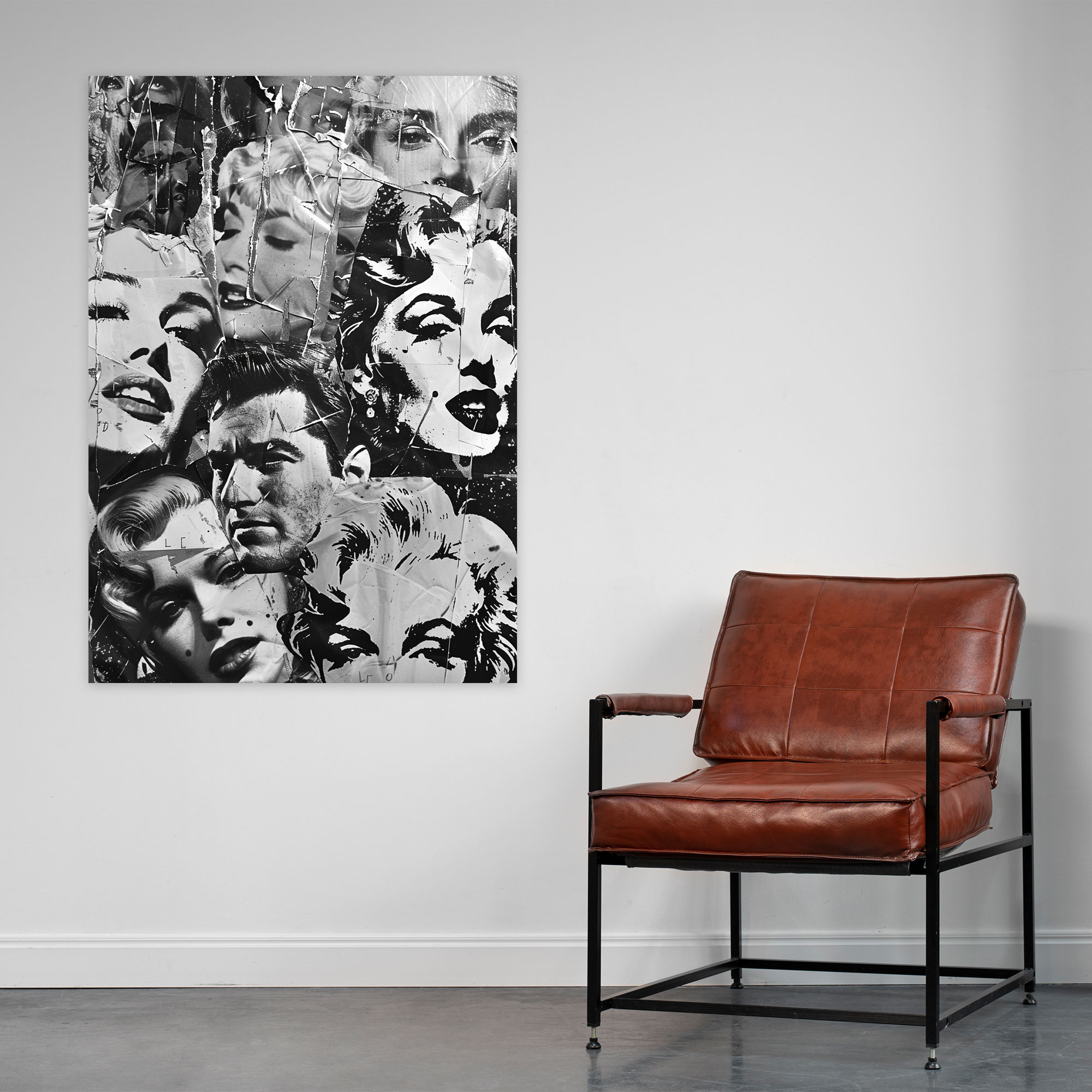 Andy Warhol Siyah Beyaz Ünlü Kolaj Kanvas Tablo Duvar Sanatı
