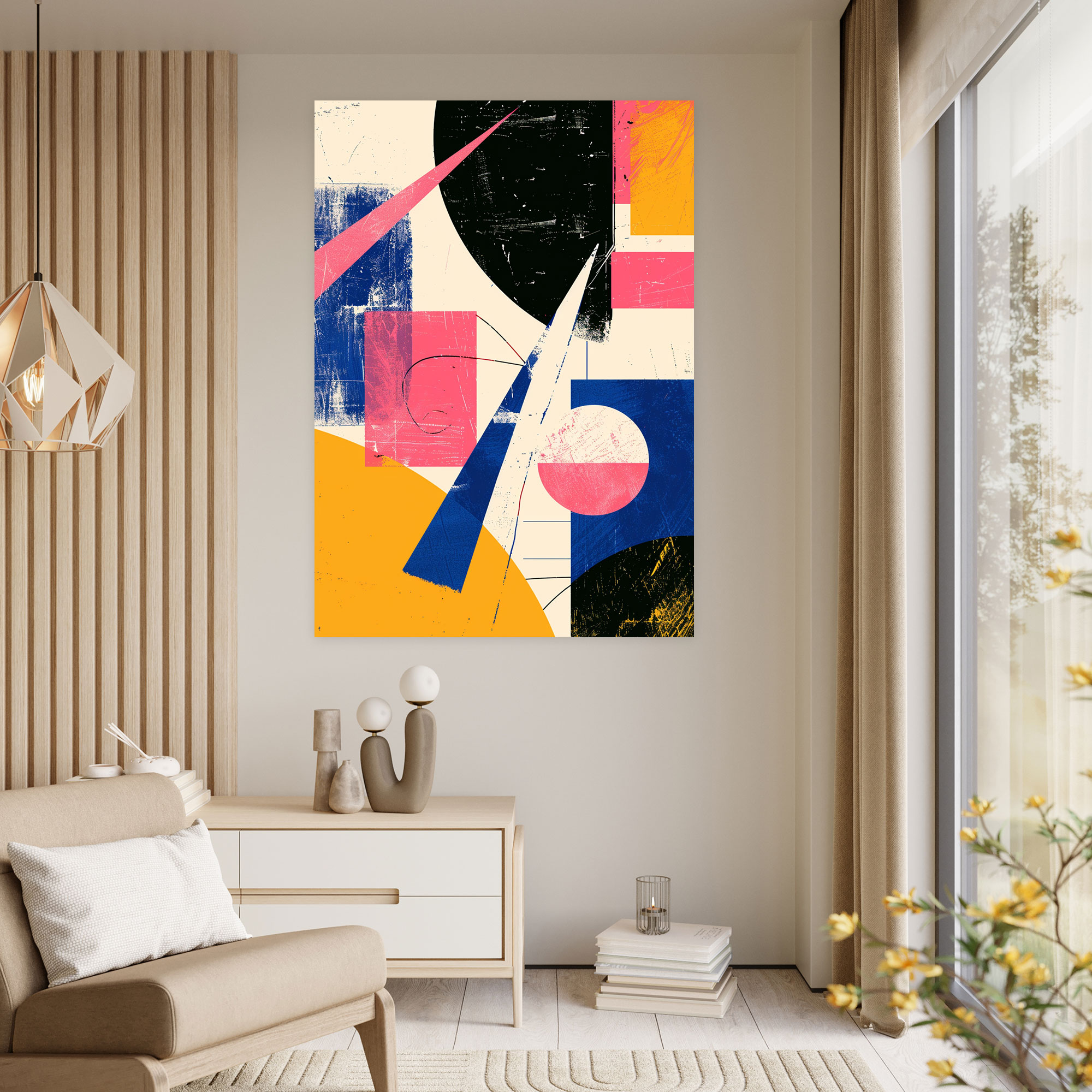 Andy Warhol Desenli Kanvas Tablo - Geometrik Şekiller Duvar Sanatı - Duvar Dekorasyonu
